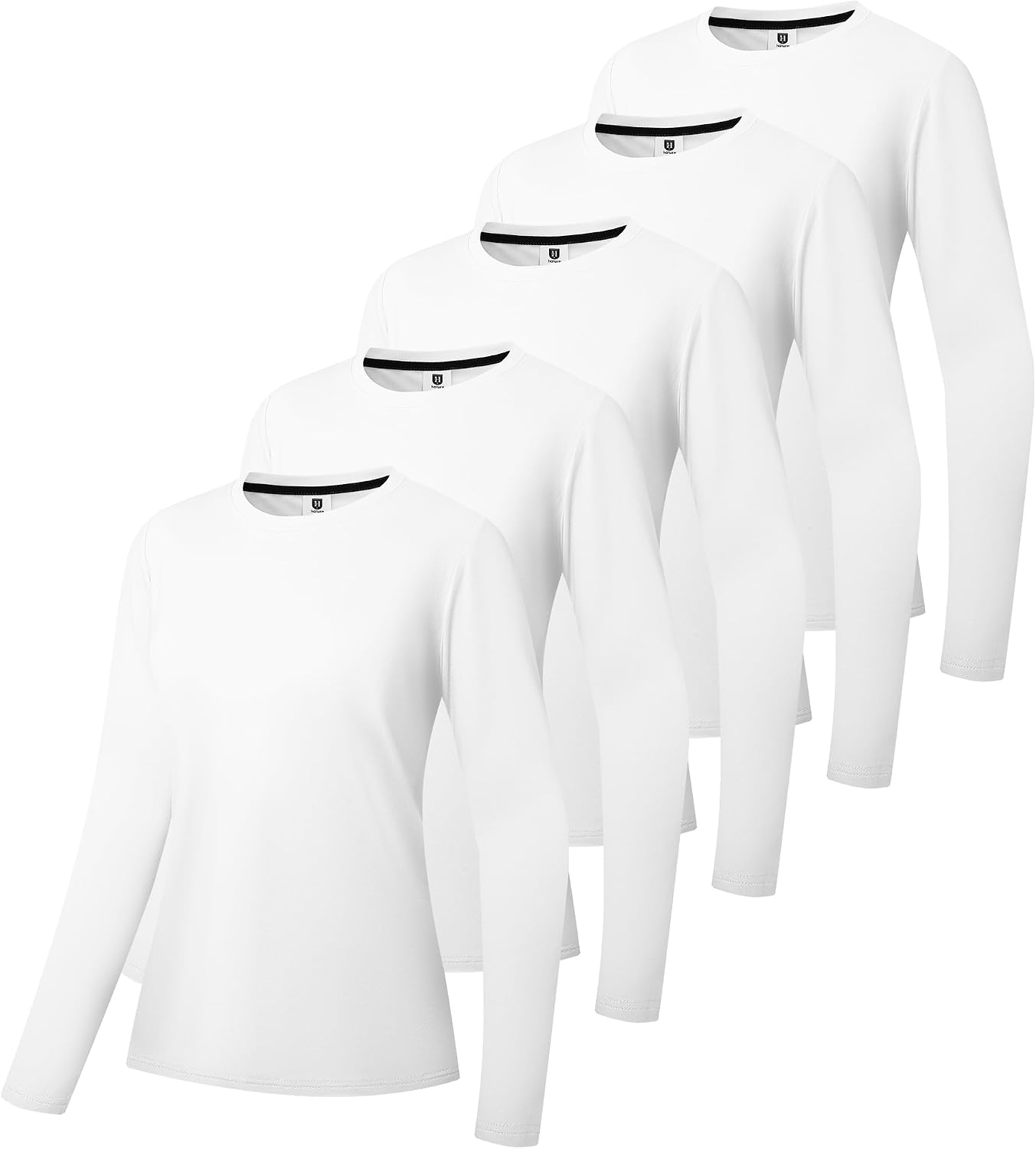 Detalle de 3er- oder 5er-Pack Damen Langarm-T-Shirts aus Baumwolle – Classic-Fit Rundhals