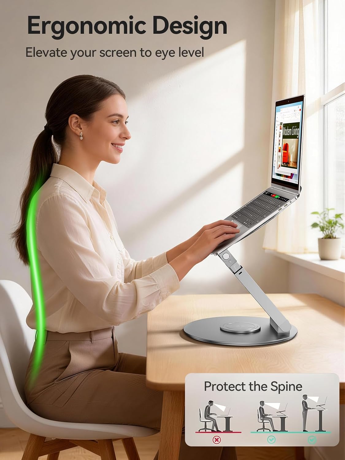 Detalle de Anifrim LS07B Telescopic Laptop Stand, 360° Rotation, Adjustable Height