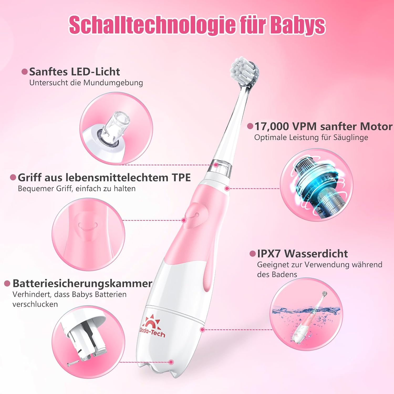 Detalle 2 de Dada-Tech Babyzahnbürste Rosa Pinguin