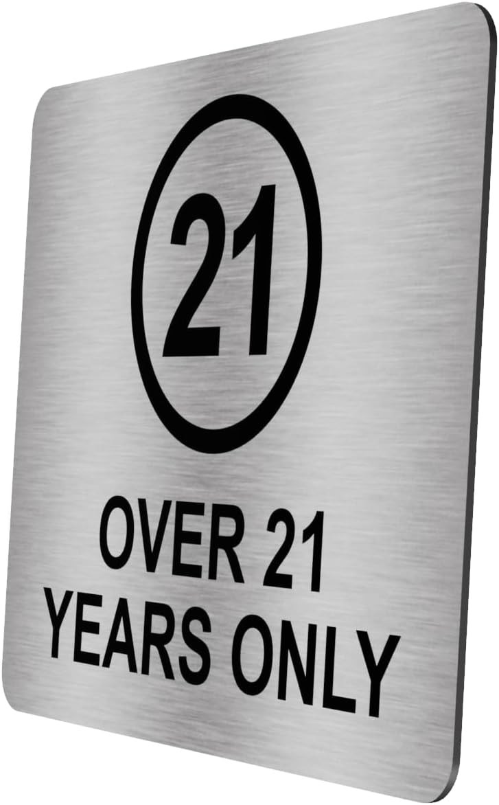 Detalle 2 de Over 21 Years Only Adhesive Notice Sign (12cm x 10cm) - Silver