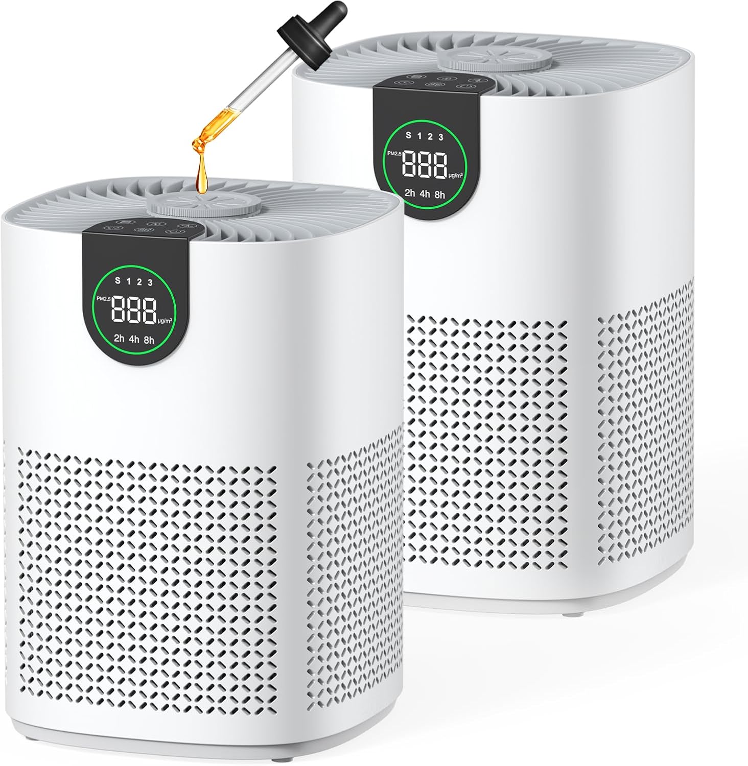 VEWIOR 2-Pack Air Purifiers, 1200 ft², Washable Pre-Filter & PM2.5 Display