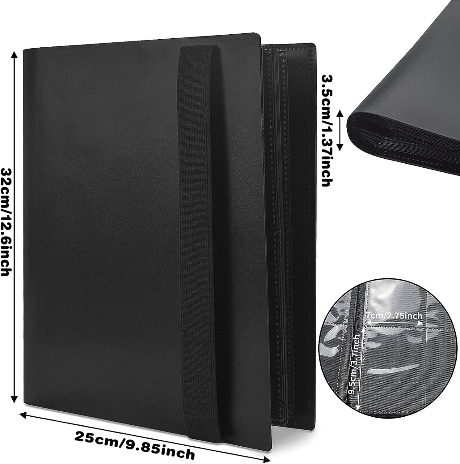 Detalle de JUSONEY JML-CB03-Black verzamelkaartenalbum voor 468 kaarten, zwart