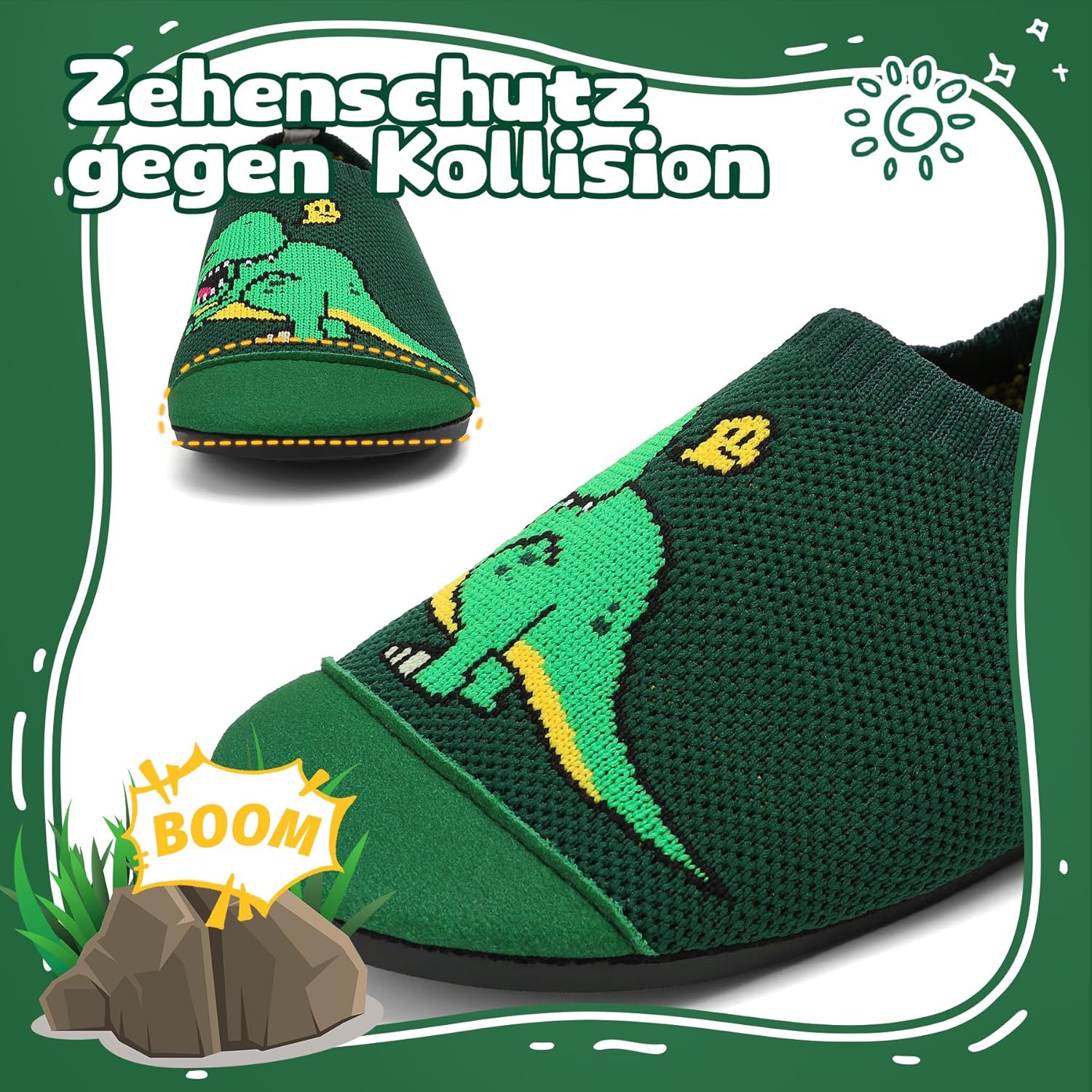Detalle de VOLHAL Hausschuhe Kinder: Barfußschuhe/Lauflernschuhe mit Flyknit, rutschfester Sohle (unisex)