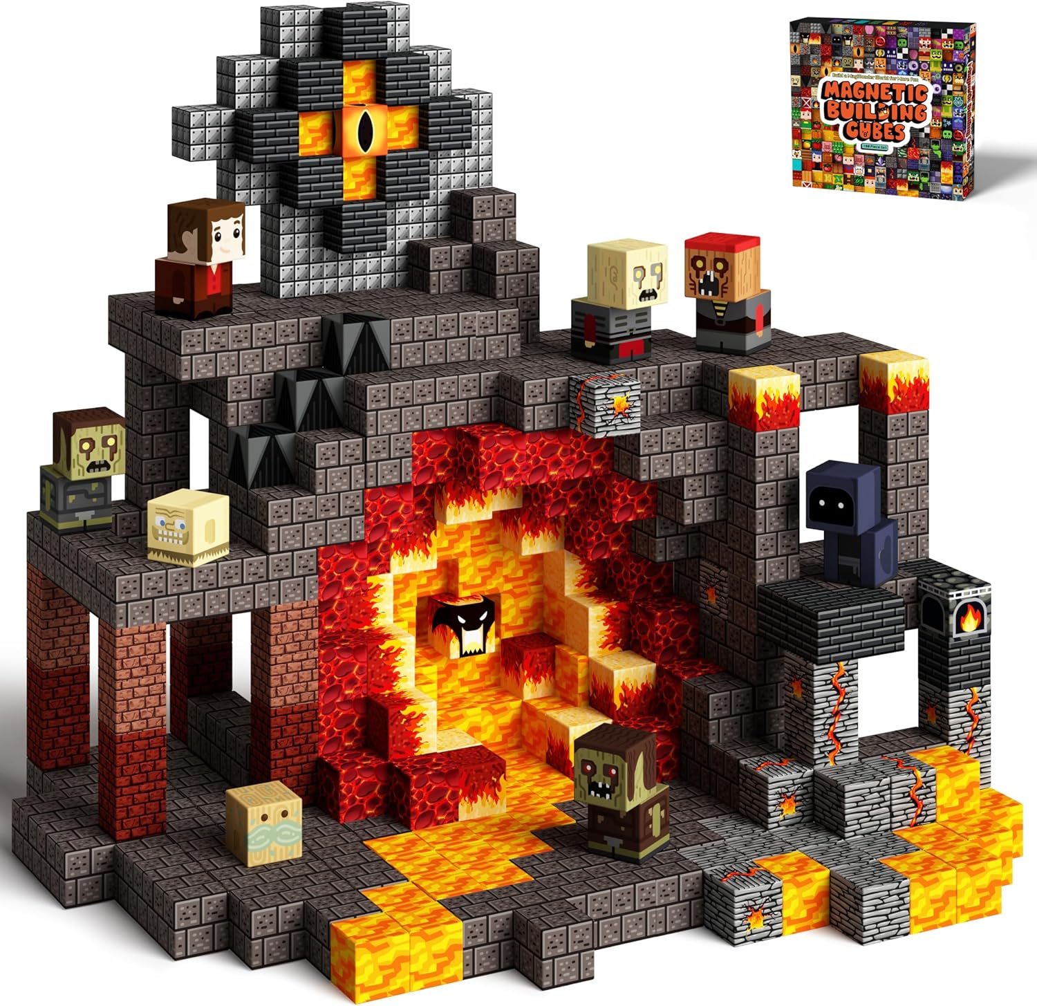 Detalle de KIDCHEER 100 PCS Magnetic Blocks – Dark Fantasy sensory building set (ages 3+)