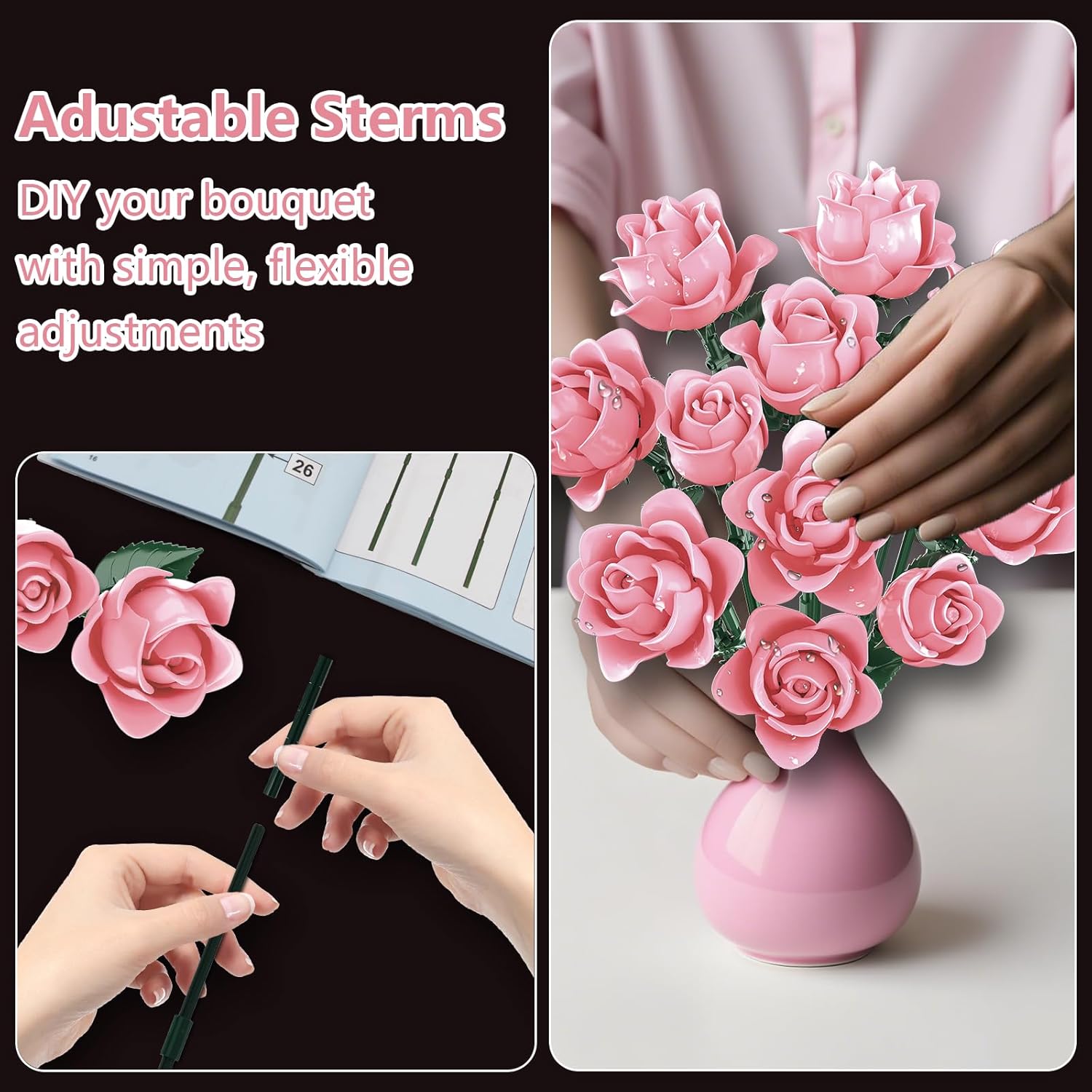 Thumbnail 3 de kiothdre Kit de Construction de Bouquet de Roses Roses
