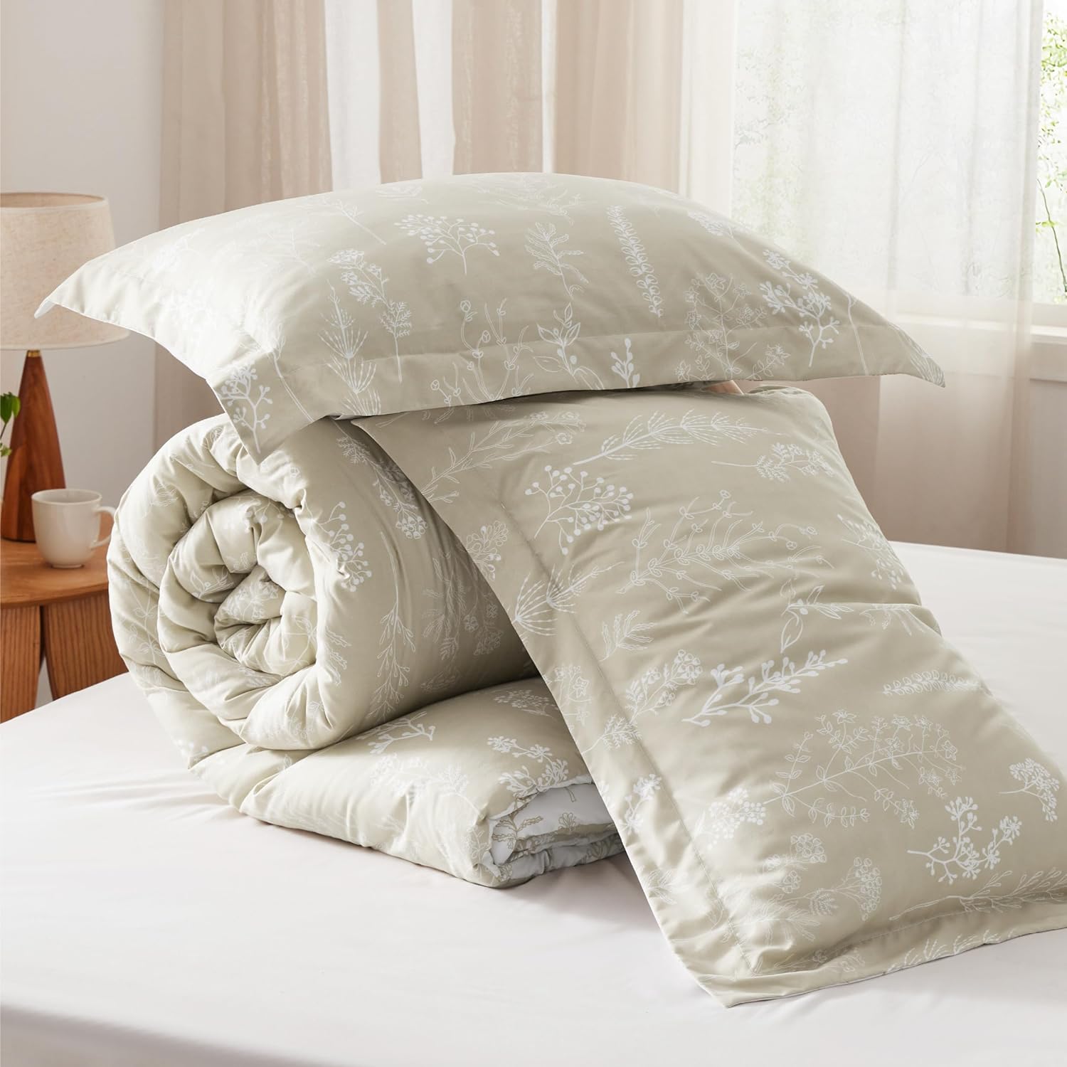 Thumbnail 6 de Bedsure Floral Comforter Set, King Reversible Bedding with Down-Alternative Fill