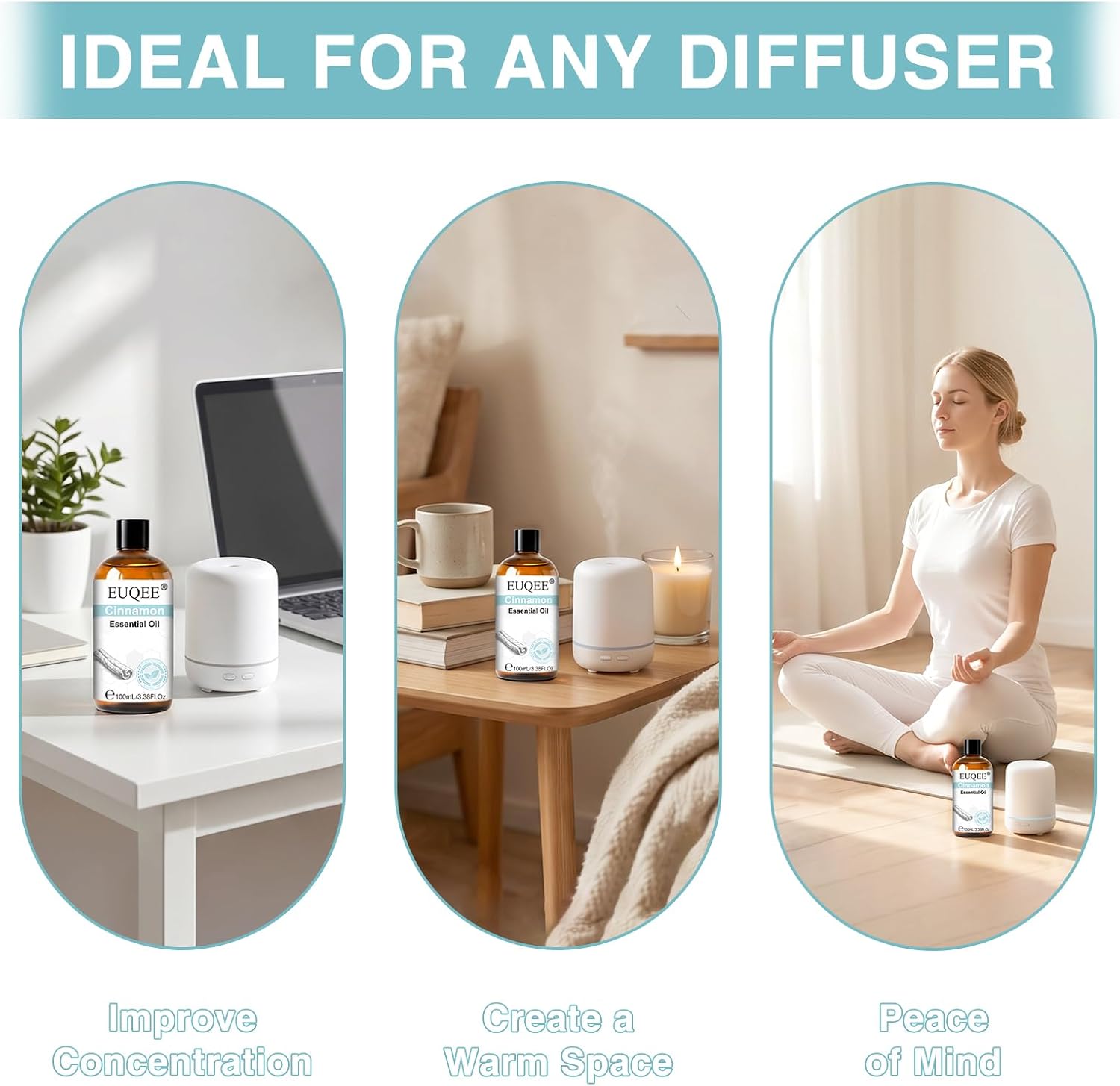 Thumbnail 4 de EUQEE Cinnamon Essential Oil 100ml — Pure, Versatile for Diffusers, Massage & DIY Projects
