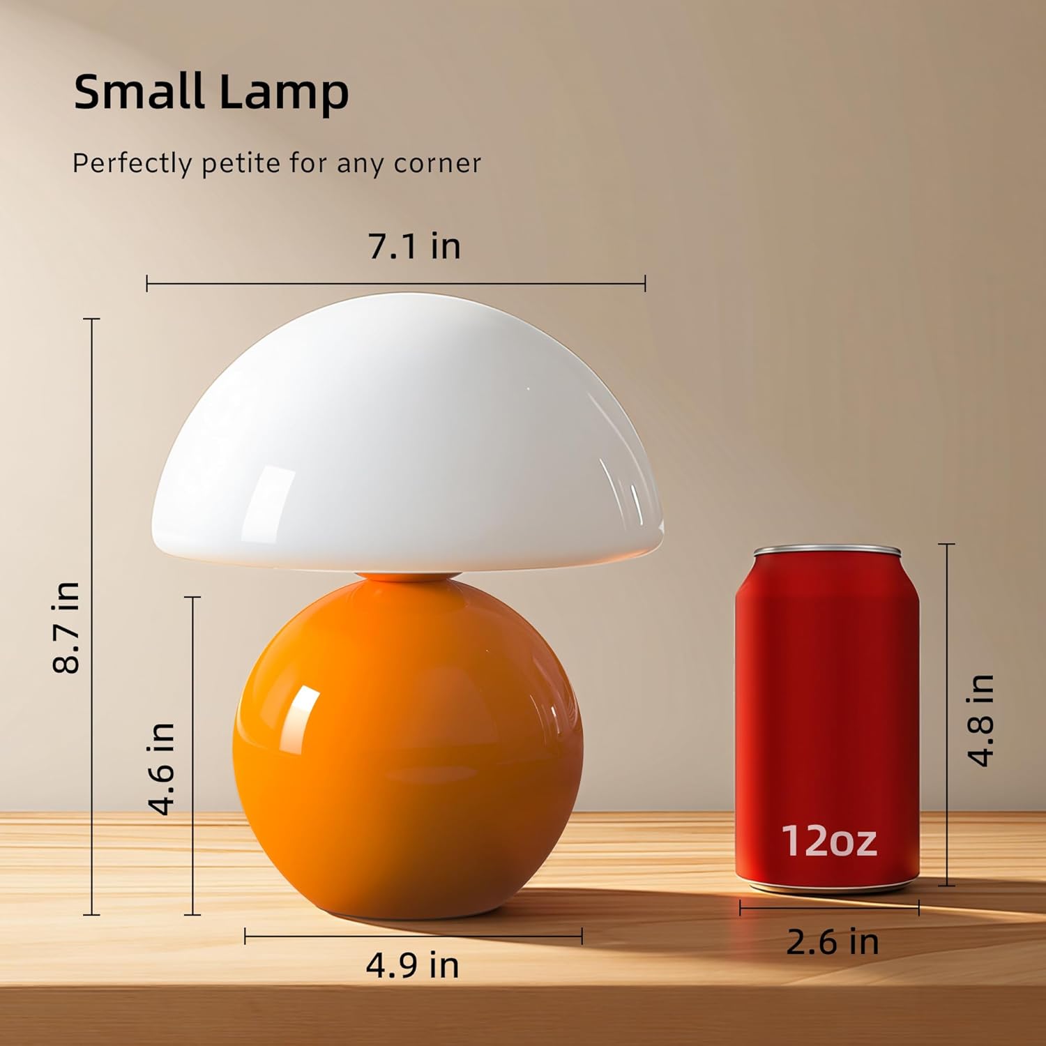 Thumbnail 5 de Dawnwake Mushroom Lamp table lamp in Orange – dimmable mini bedside light