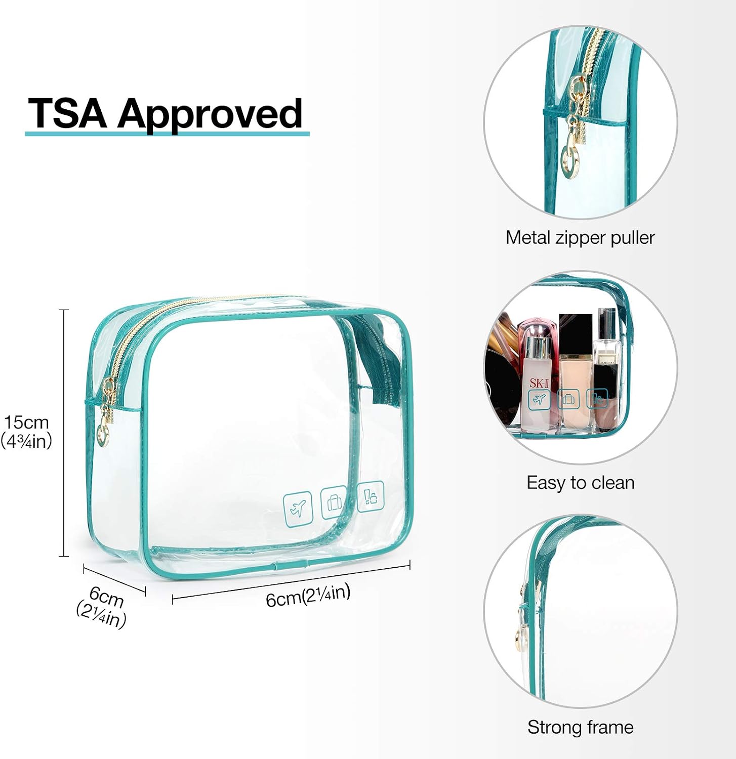 Thumbnail 4 de BAGSMART Hanging Travel Toiletry Organizer with TSA-Approved Clear Bag in Large Teal