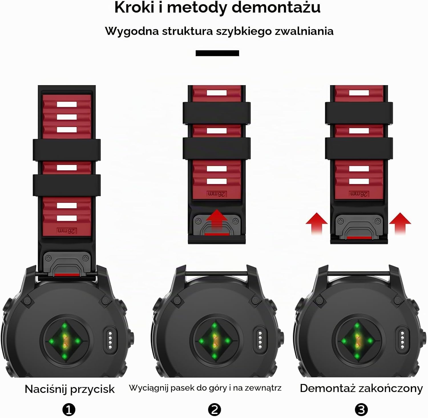 Detalle de U-LIMVE pasek silikonowy QuickFit 26 mm do Garmin Fenix 8 51 mm