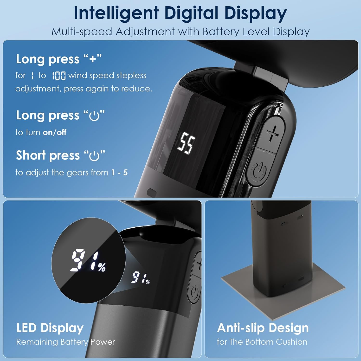 Detalle de Handheld Fan Portable: A compact personal cooling option with long-lasting battery