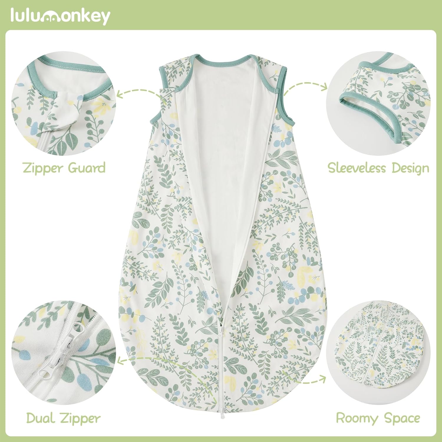 Thumbnail 4 de LULUMONKEY Baby Sleeping Bag 1.0 Tog 18-36 Months — 100% Cotton Jungle Sleep Sack