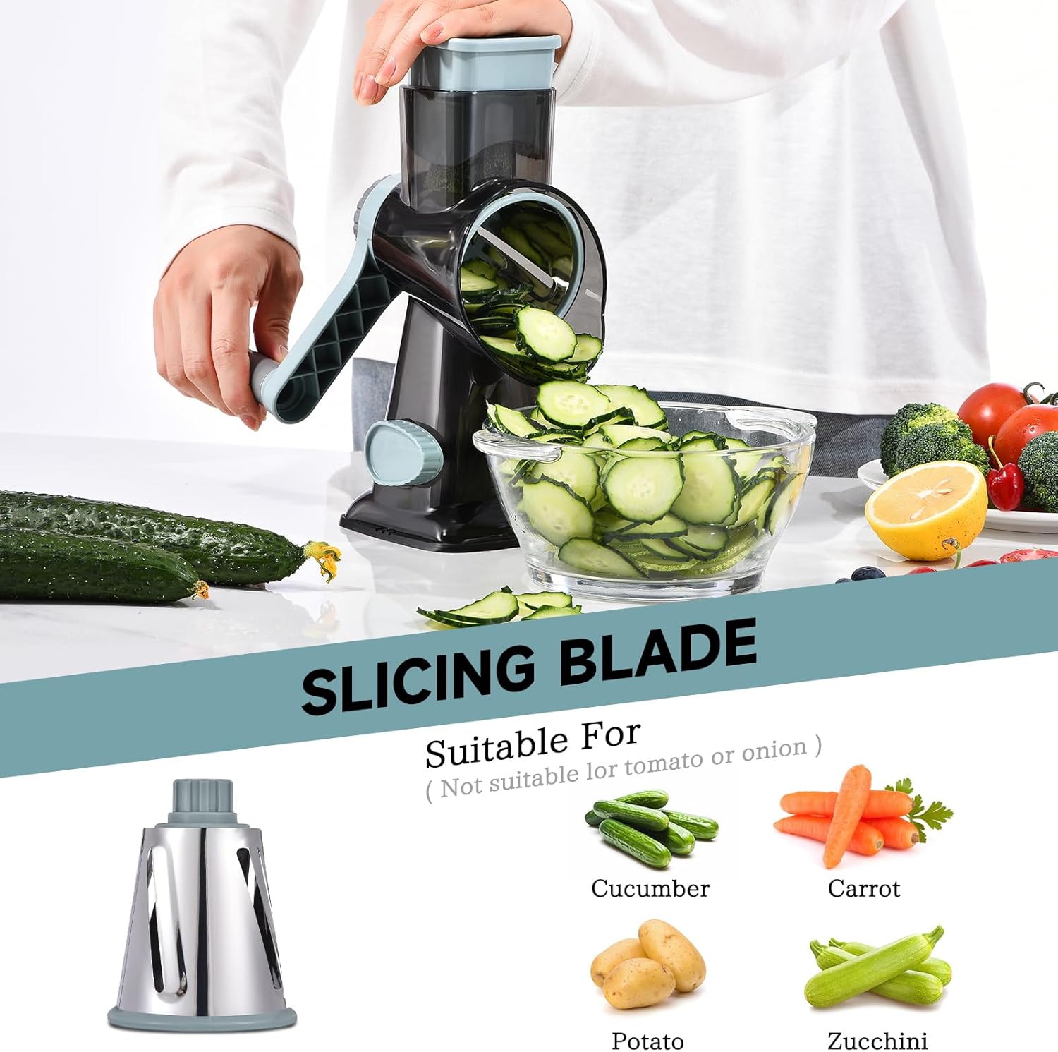 Thumbnail 3 de Ziweaye Rotary Cheese Grater with Handle