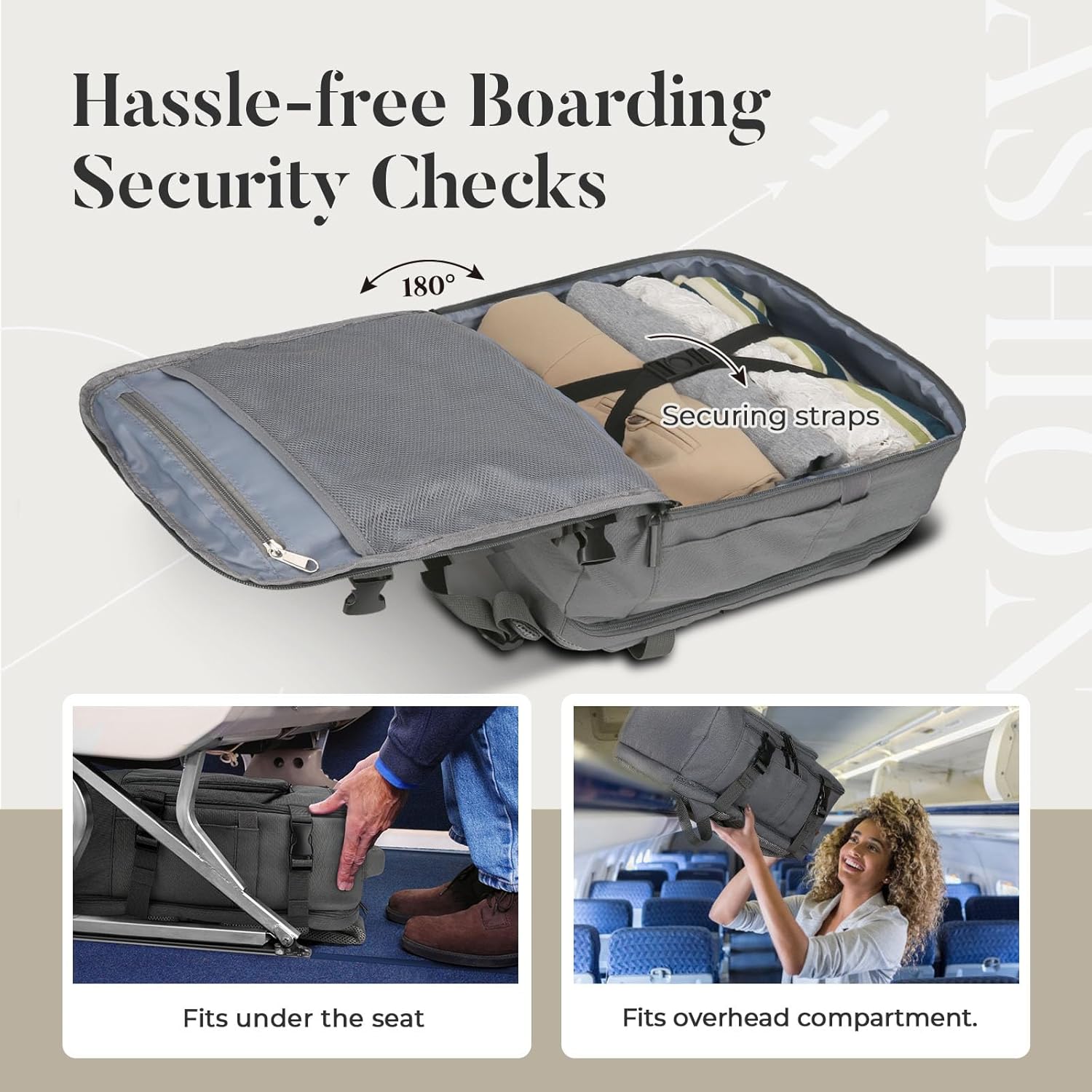 Thumbnail 2 de ZHXX for EasyJet Cabin Bag 45x36x20: 30L Underseat Backpack with Anti-Theft Design and 15.6 Inch Laptop Compartment