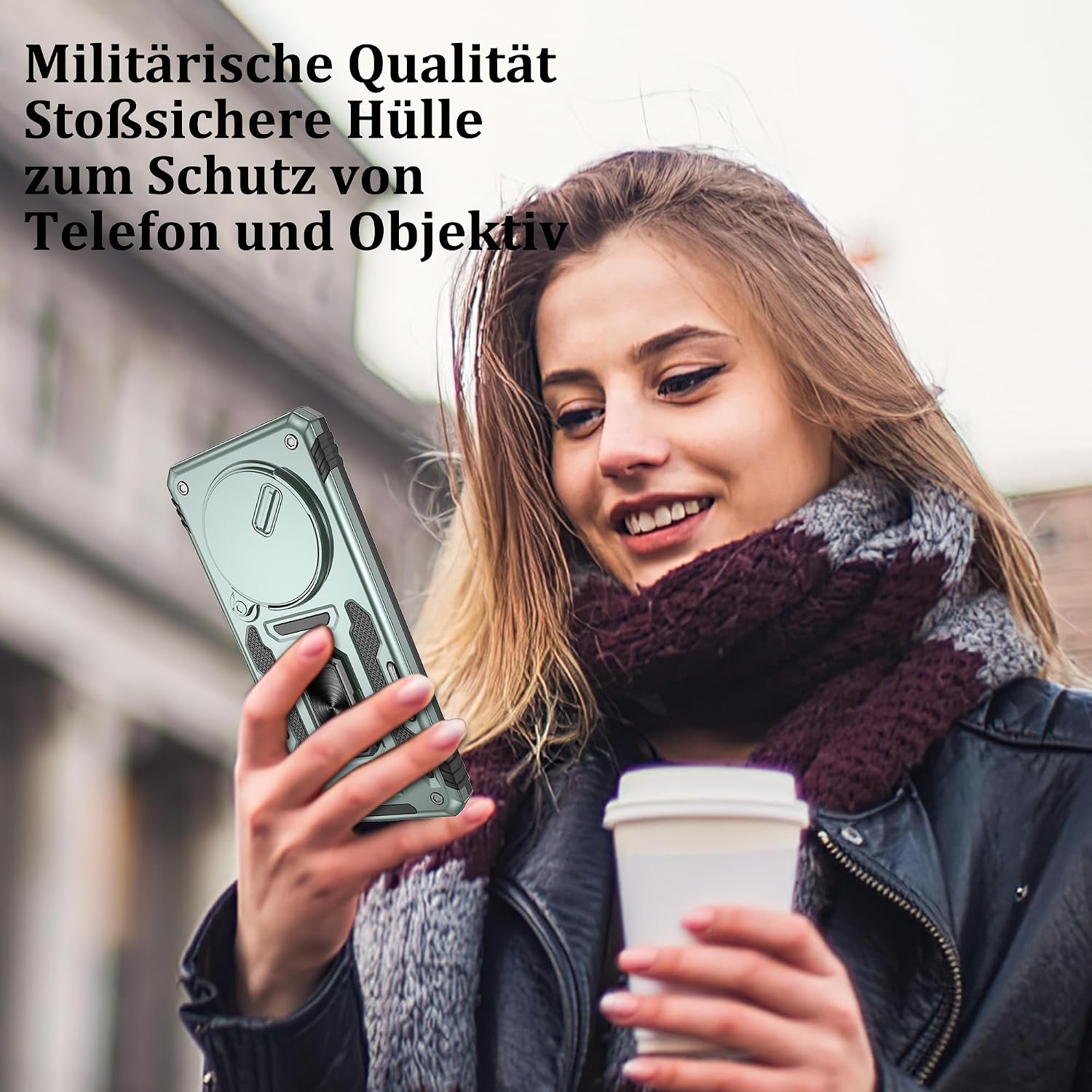 Thumbnail 6 de Jshru Hülle für Xiaomi Redmi 14C / Poco C75 – Kameraschutz Slide, 360° Metallständer, zwei Schutzfolien, Militär-Grad Stoßfest, Alpengrün