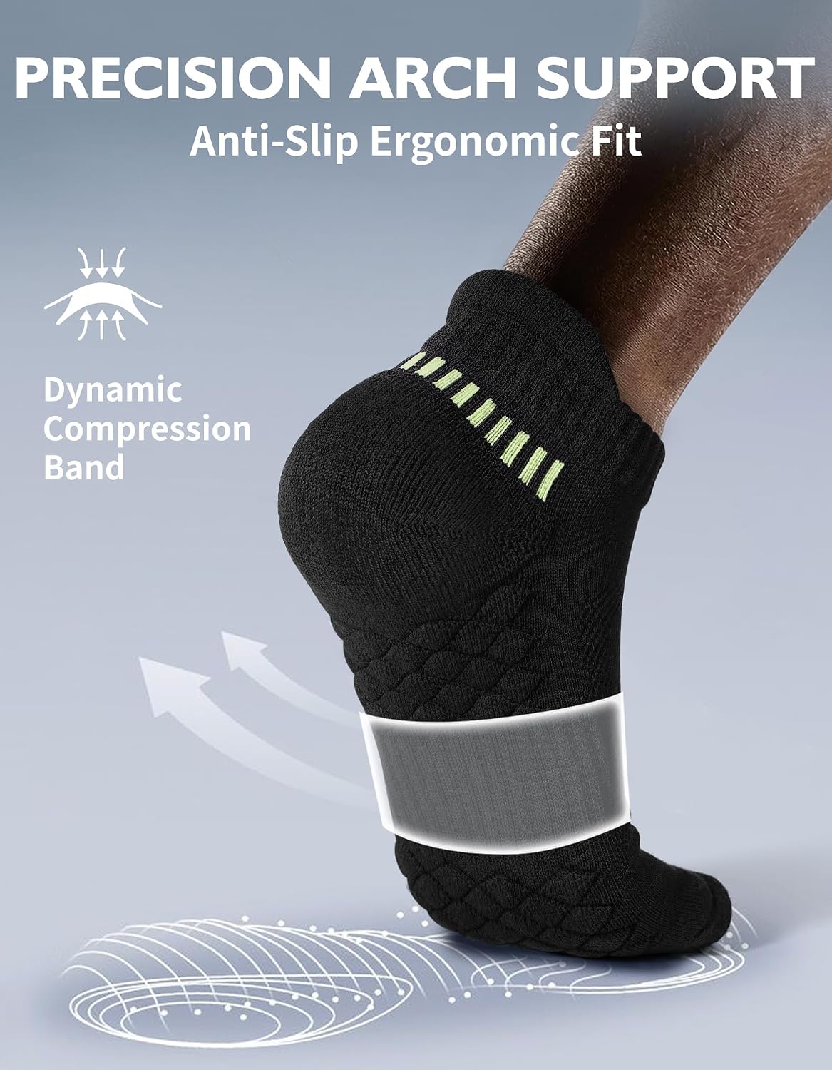 Detalle 2 de CLOSEMATE YS08 Men's Trainer Ankle Socks, 6 Pairs, Cotton with Terry Cushioning