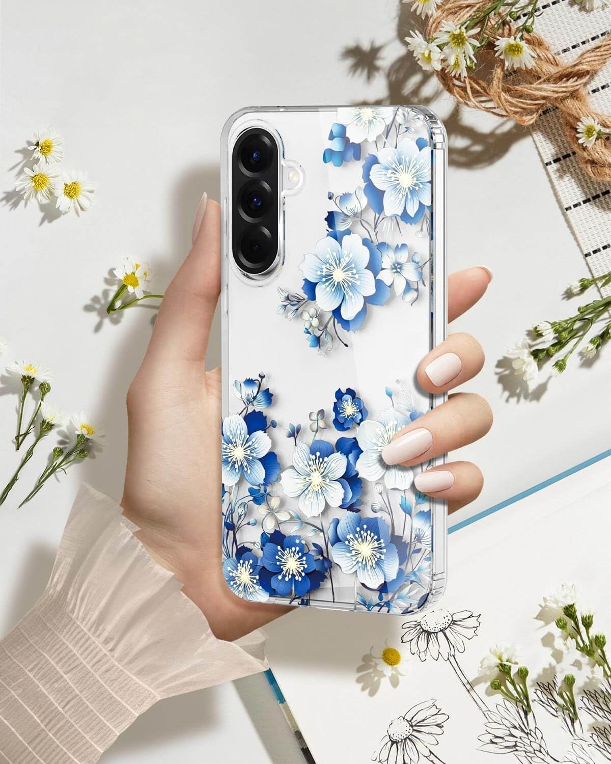 Thumbnail 5 de GOTOURED Floral Clear Case for Samsung Galaxy A56/A36 5G — Blue