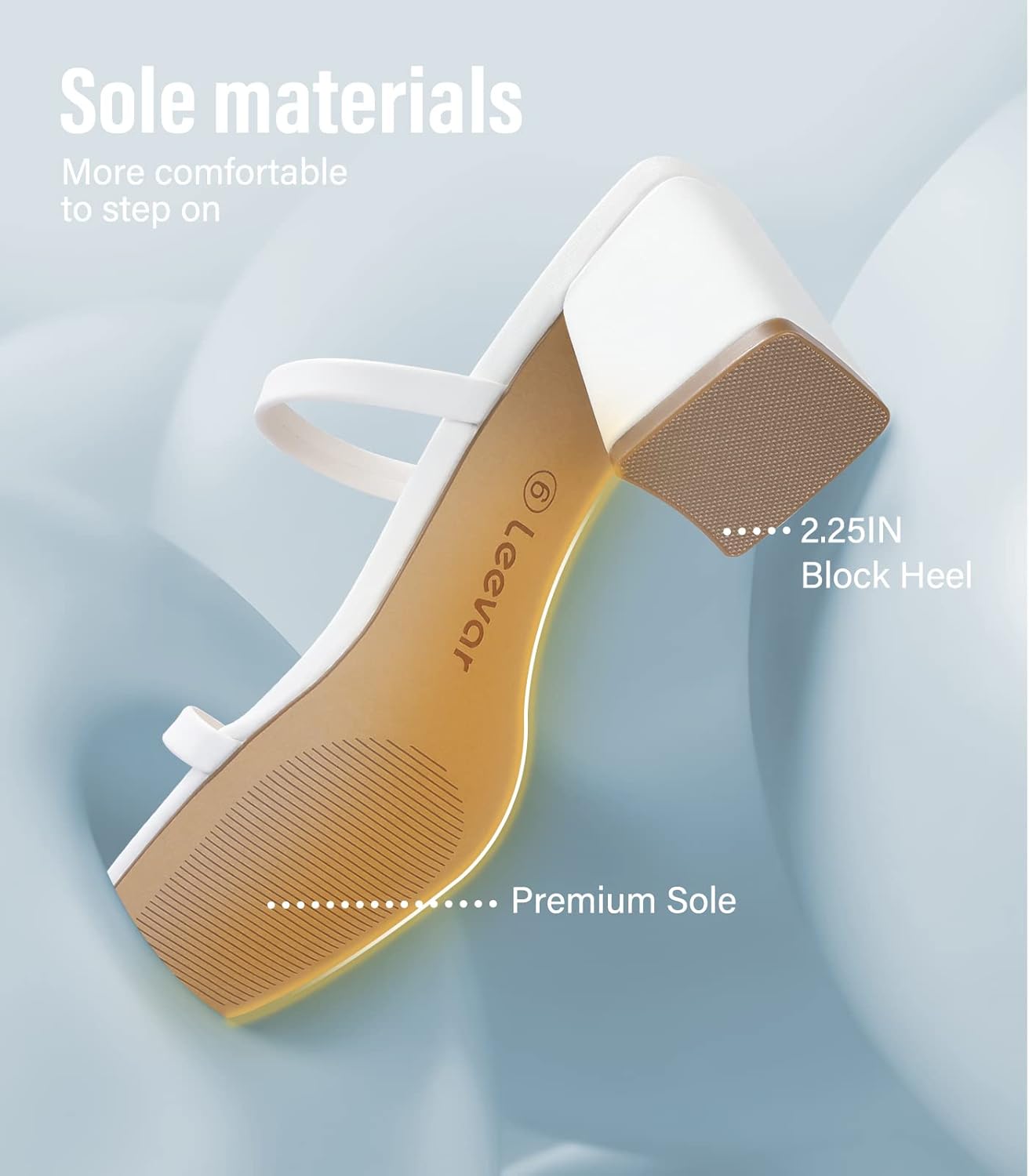 Thumbnail 3 de Leevar Square Toe Heeled Sandals for Women – 2.25-Inch Low Block Heels, Nude/Black Strappy Open-Toe Sandals