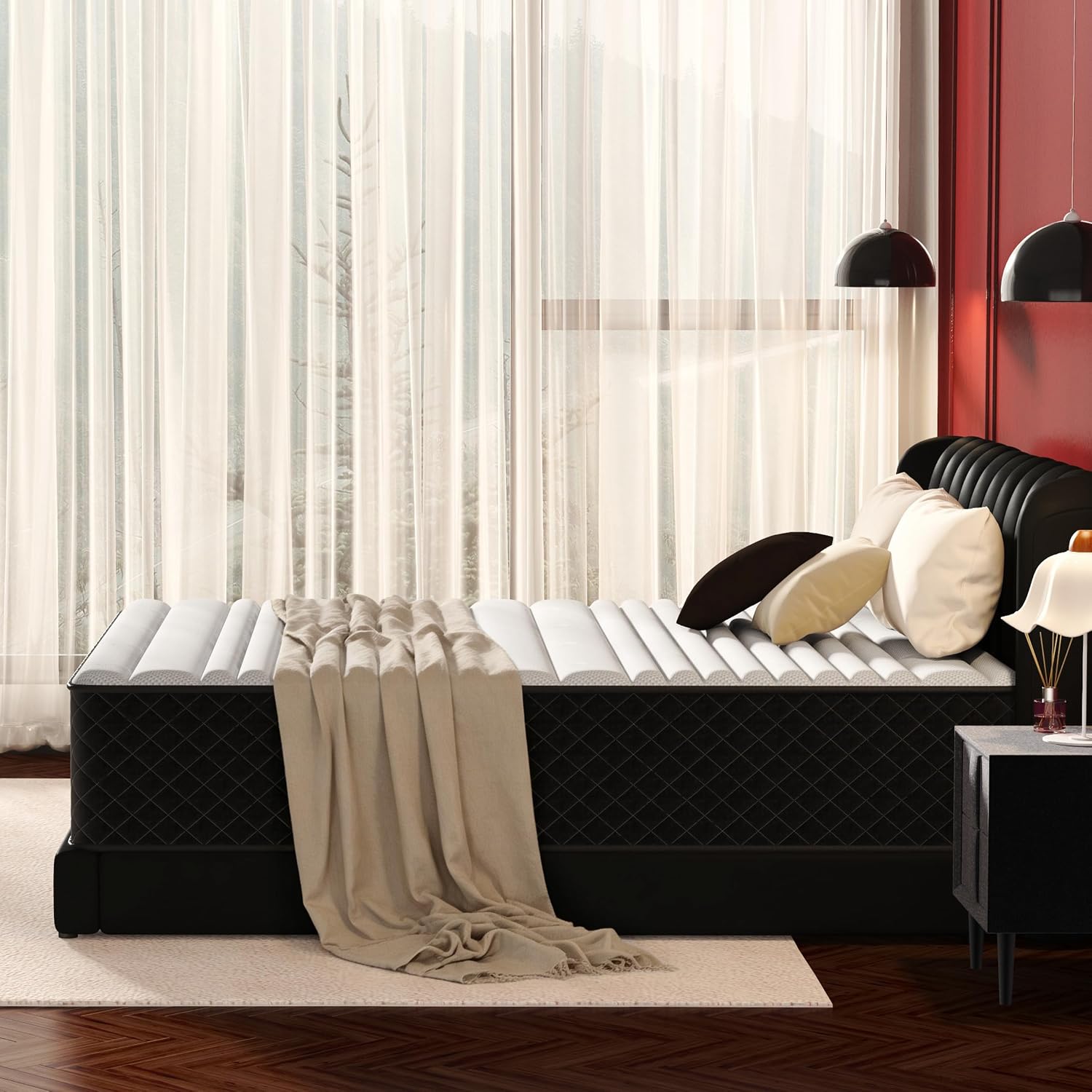 Detalle de PETONOBARA BT10KI-CA 10-Inch King Hybrid Mattress with Memory Foam and Pocket Springs