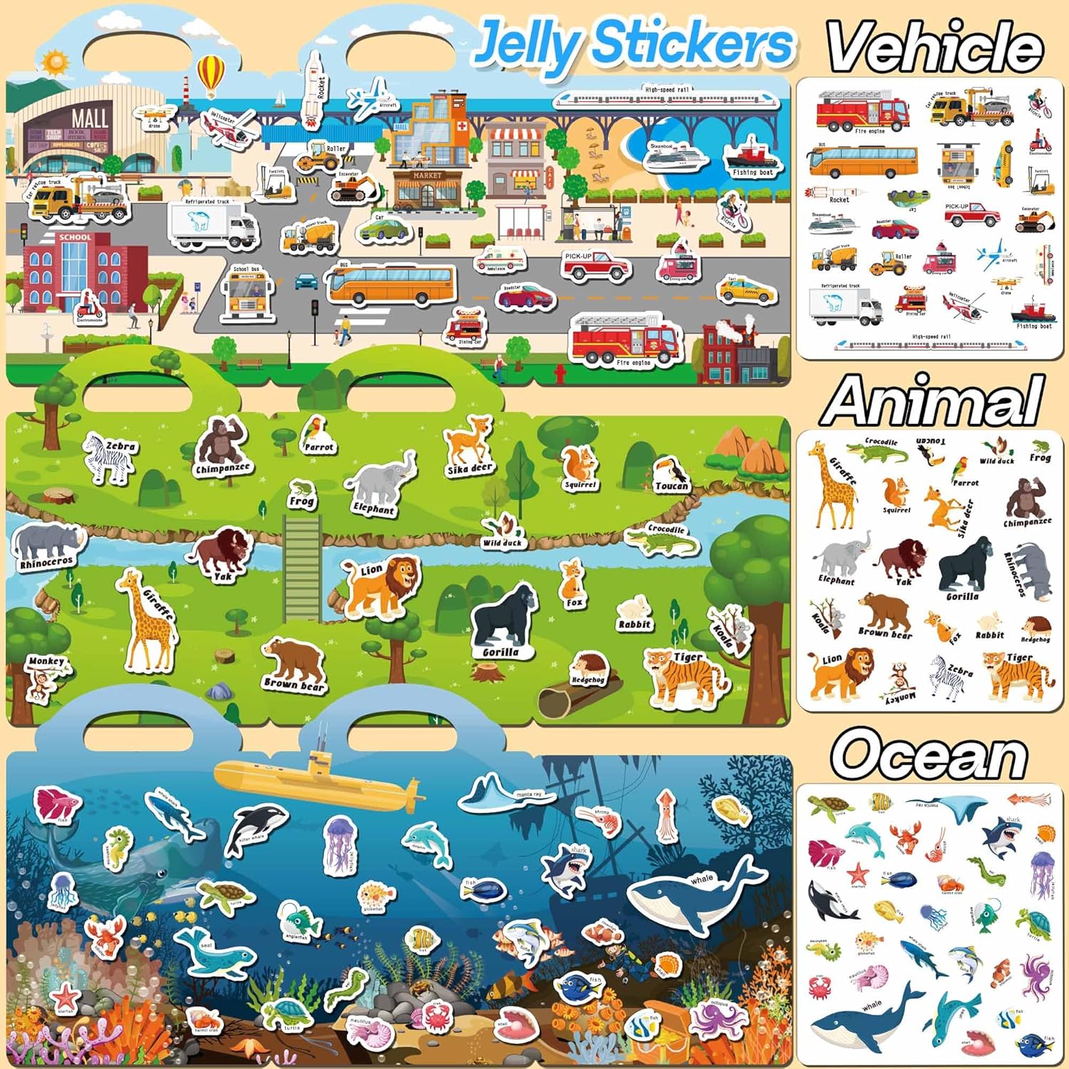 Detalle 2 de iGetooy 6 Sets Reusable Sticker Book for Toddlers