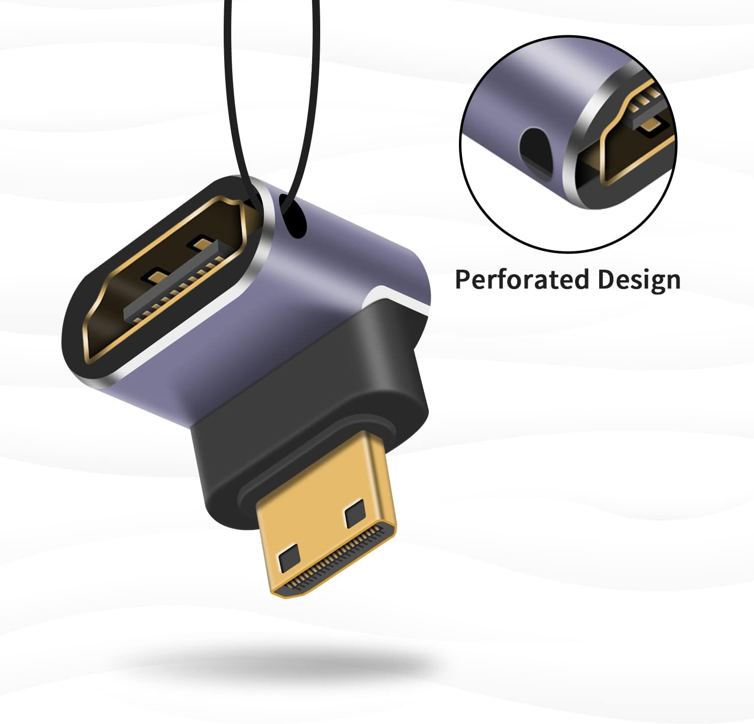 Thumbnail 5 de Maxhood Mini HDMI to HDMI Adapter 8K (2 Pack) – Up and Down Angled, 90° Mini HDMI Male to HDMI Female