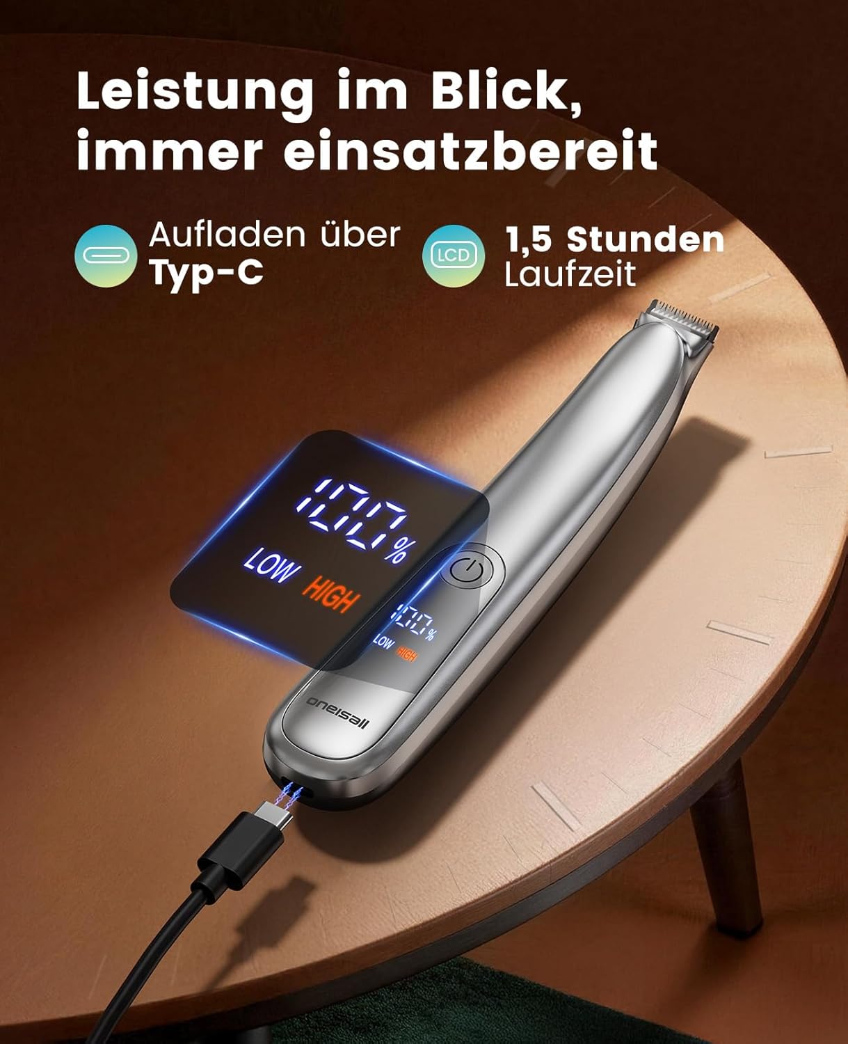 Thumbnail 6 de oneisall Pfotentrimmer Extra Leise mit LED-Licht – Hunde- und Katzen-Trimmer für Pfoten, Ohren, Augen & mehr (Silber)