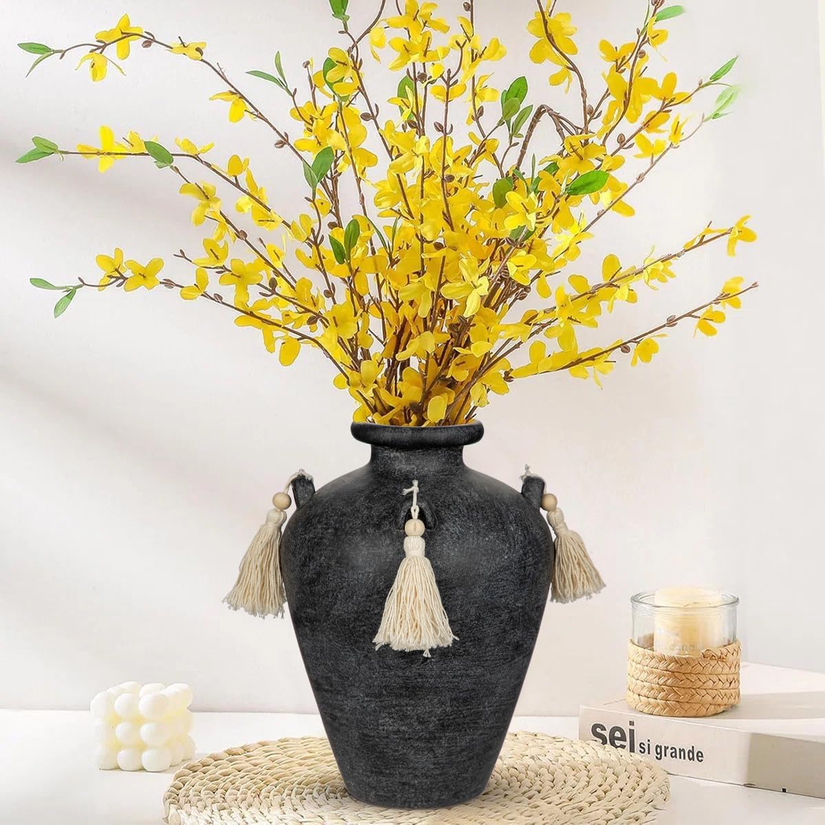Thumbnail 2 de Arborus Vase Keramik 24 cm Vintage Vase Schwarz