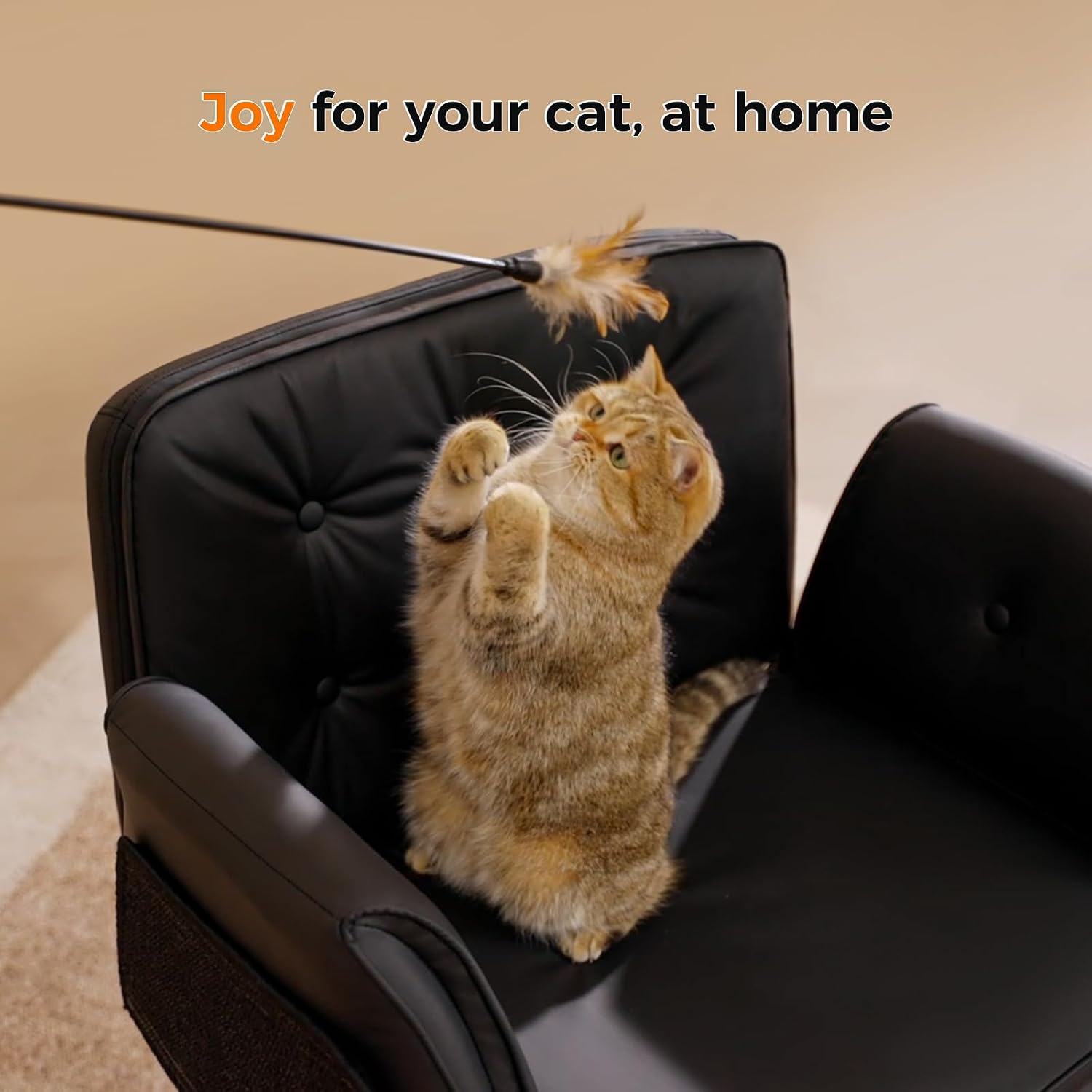 Thumbnail 4 de amseatec Criss Cross Chair with Natural Sisal Cat Scratch Pad, 5-Gear Adjustable Armrests, 360° Silent Casters — Black