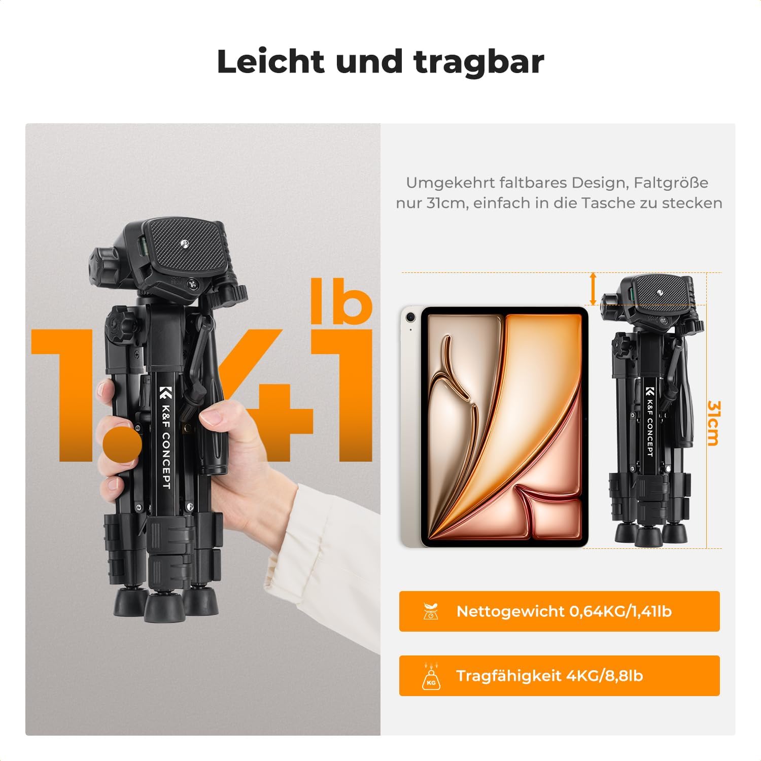 Thumbnail 4 de K&F CONCEPT Mini Tischkamerastativ S233A0 – kompakt, flexibel und stabil für Kamera, Smartphone und Co.