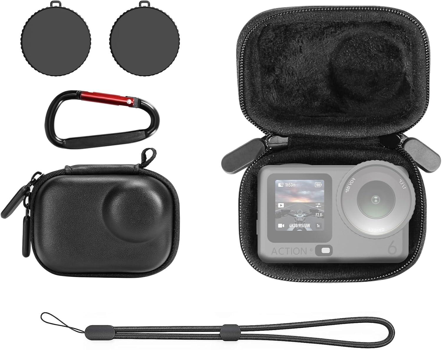 Detalle de AMAZEAR Carry Case for DJI OSMO Action 6 – Hard Leather Travel Case with Soft Inner Lining