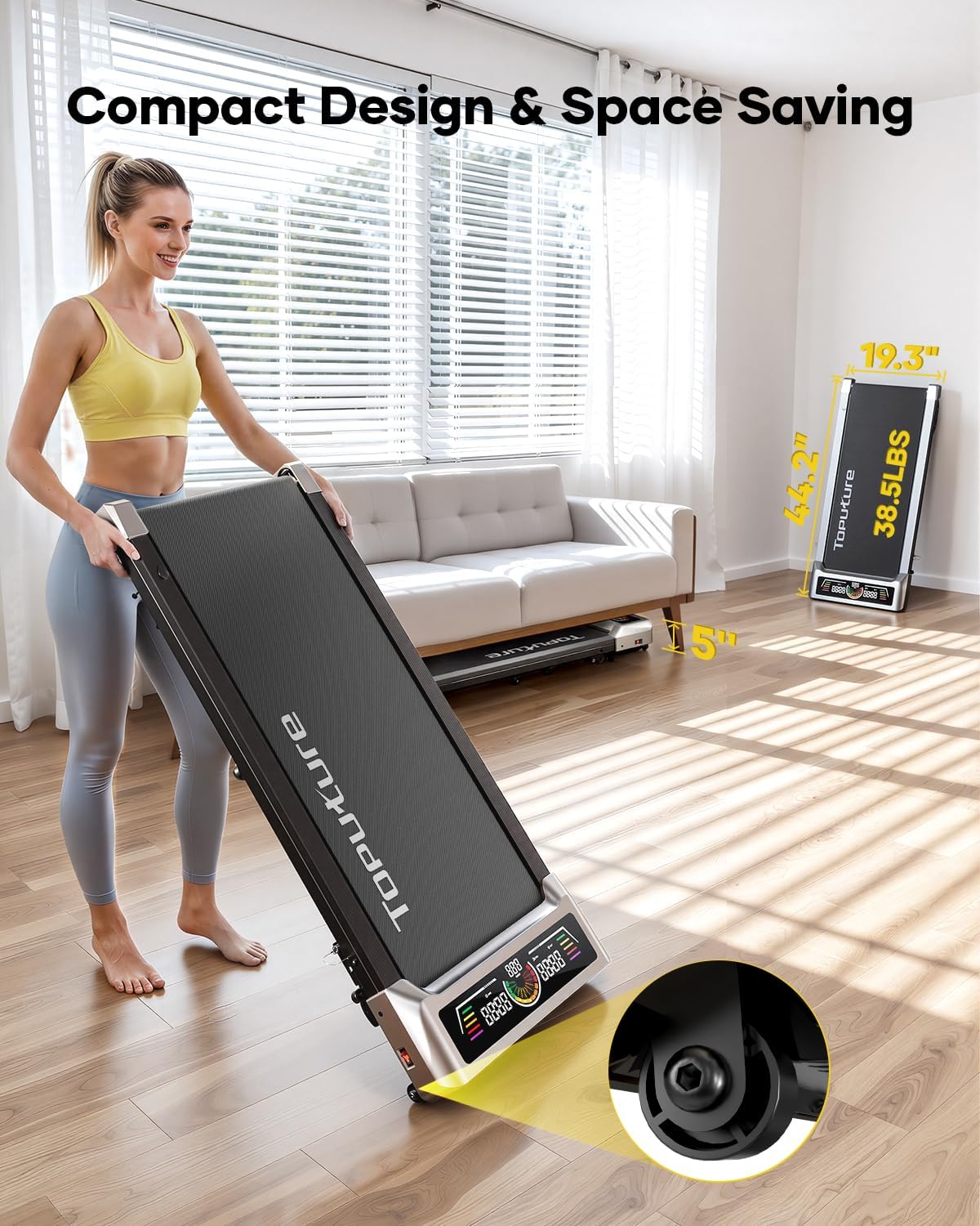 Thumbnail 4 de Walking Pad Treadmill with 3-Level Manual Incline