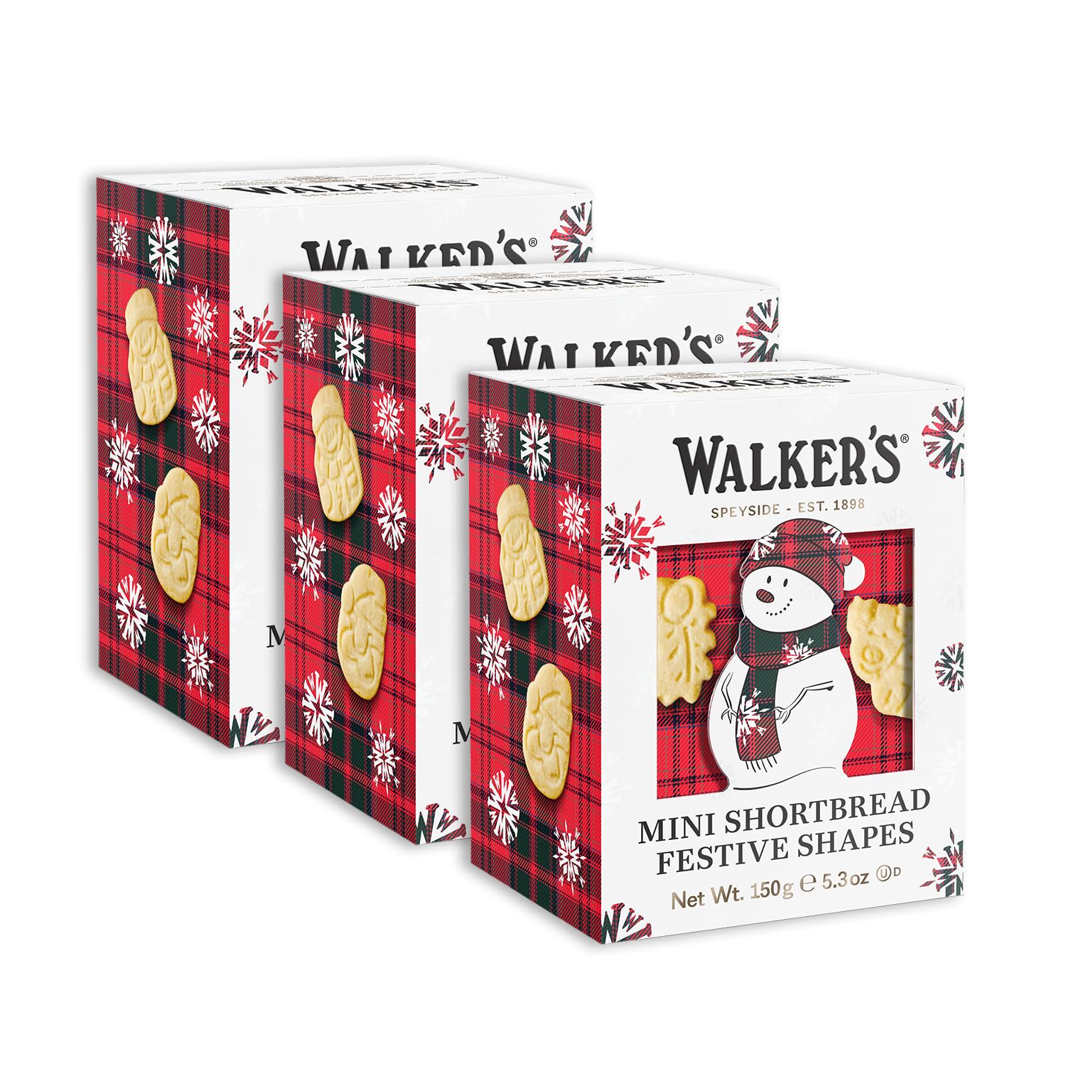 Detalle de Walker’s Snowman Shortbread Cookies, 15.9 oz, 3 Boxes, Mini Festive Shapes