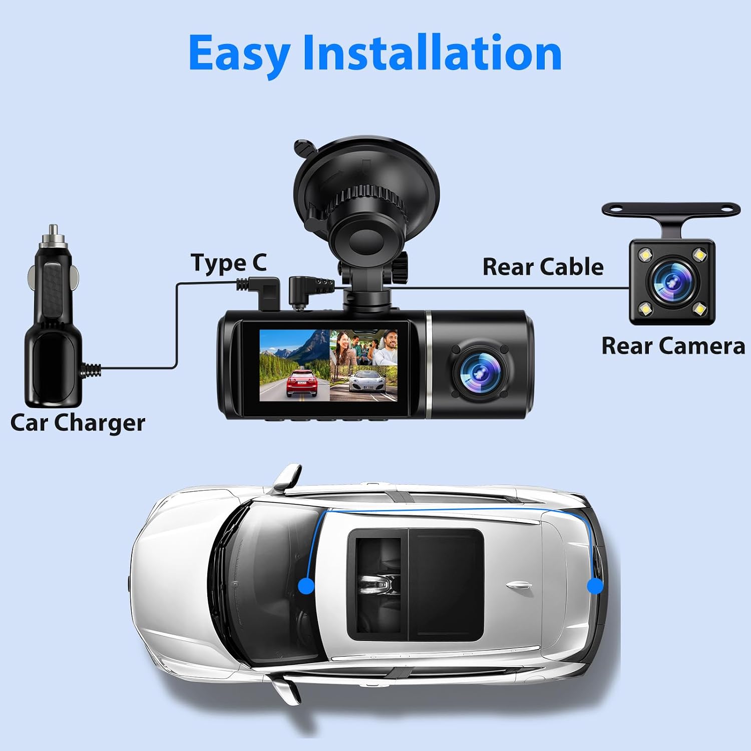 Thumbnail 6 de Dash Cam Front and Rear 1080P
