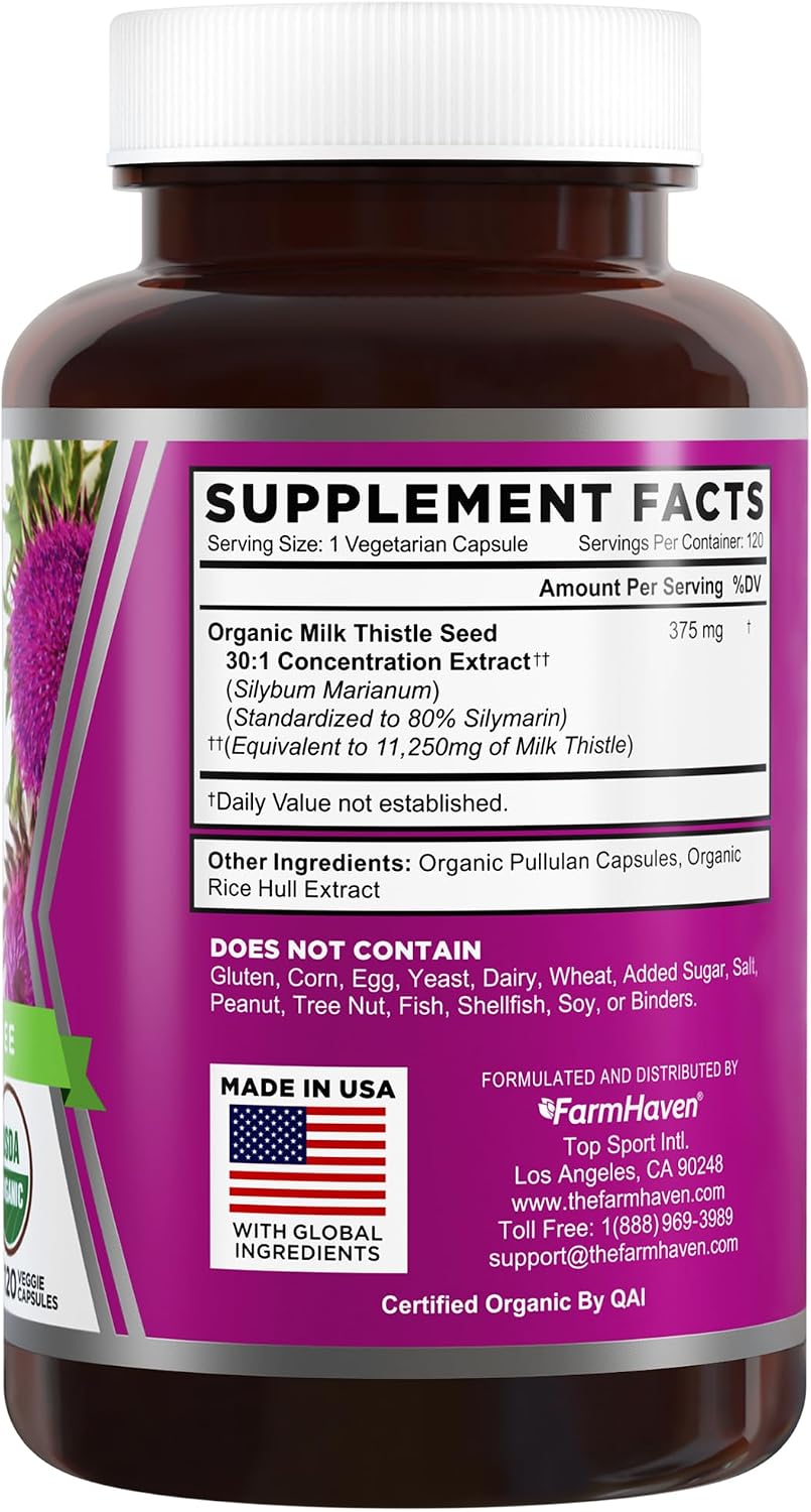 Detalle 2 de FarmHaven B19030007-01-2004 Organic Milk Thistle Capsules, 30:1 Extract