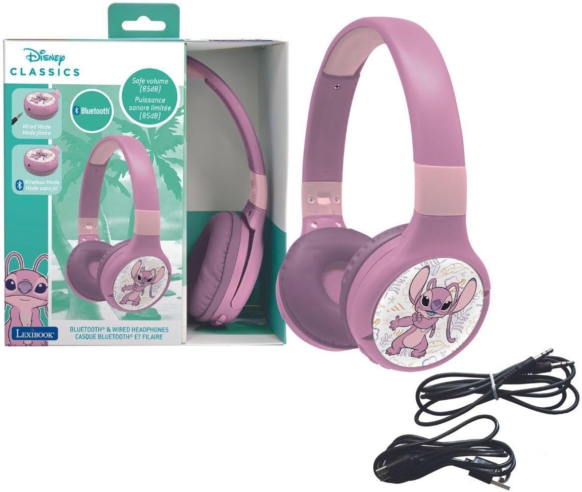 Detalle de LEXIBOOK HPBT010D1LXB Disney Stitch Angel headphones, Bluetooth and wired