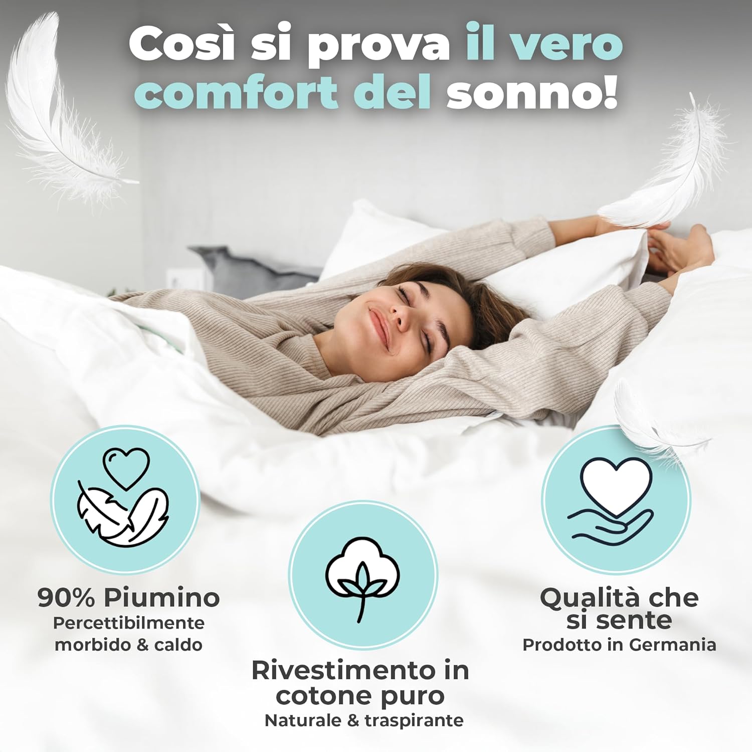 Thumbnail 1 de BEFA NATUR piumino 135x200 cm – calda coperta 4x6 cassette, 90% piumino 10% piume, Made in Germany
