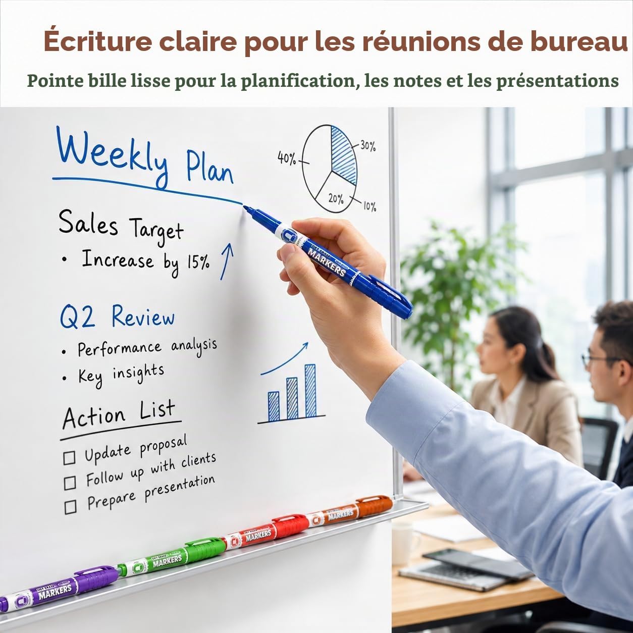 Detalle de SUQJOY Stylos pour Tableau Blanc – Lot de 12, Pointe Moyenne Fine, Encre à Séchage Sec, Odeur Faible