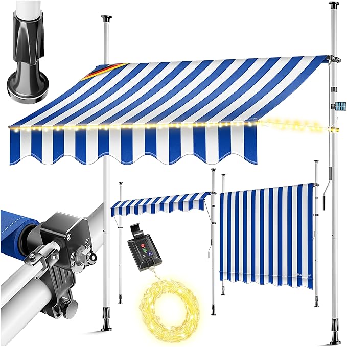 KESSER® Toldo para balcón con manivela y LED