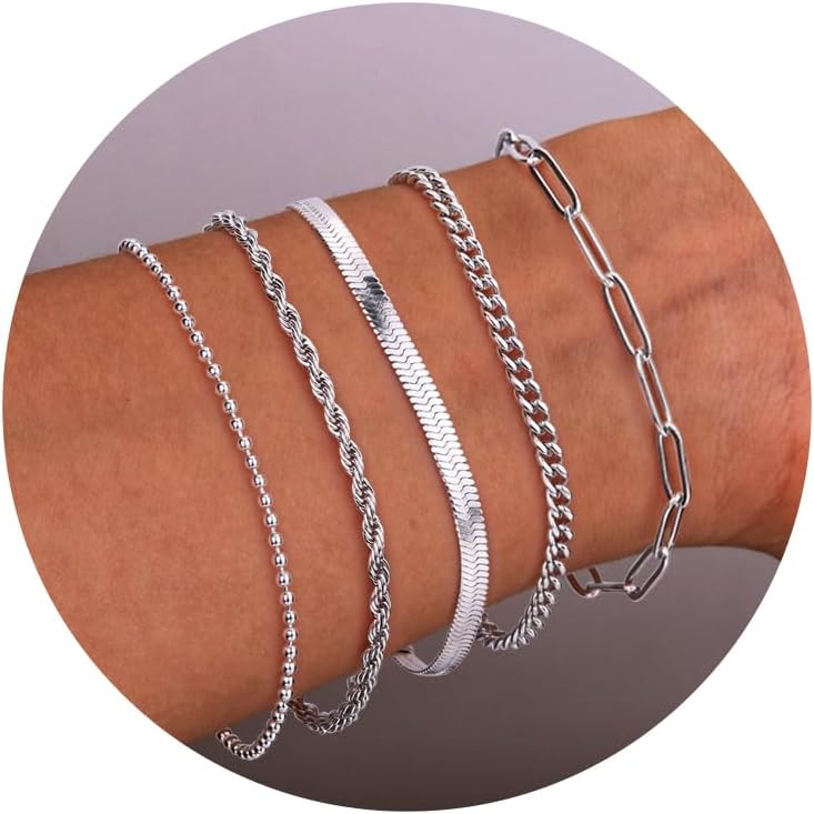 Thumbnail 1 de LOLIAS 5-piece chain bracelet set for women (gold & silver, stainless steel, stacking style)
