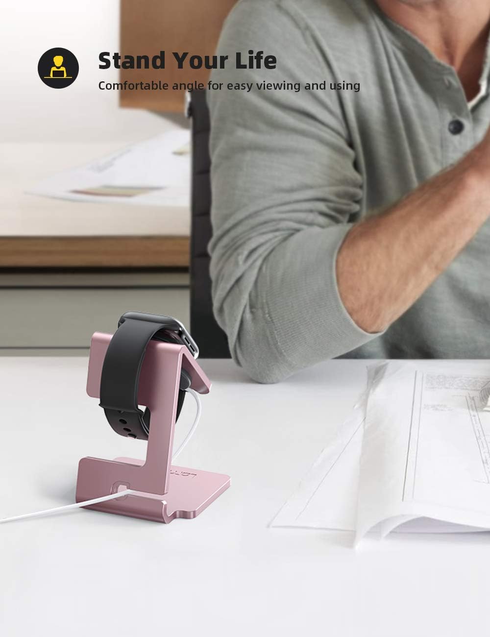 Thumbnail 2 de Lamicall Stand for Apple Watch – Desk iWatch Stand, Rose Gold