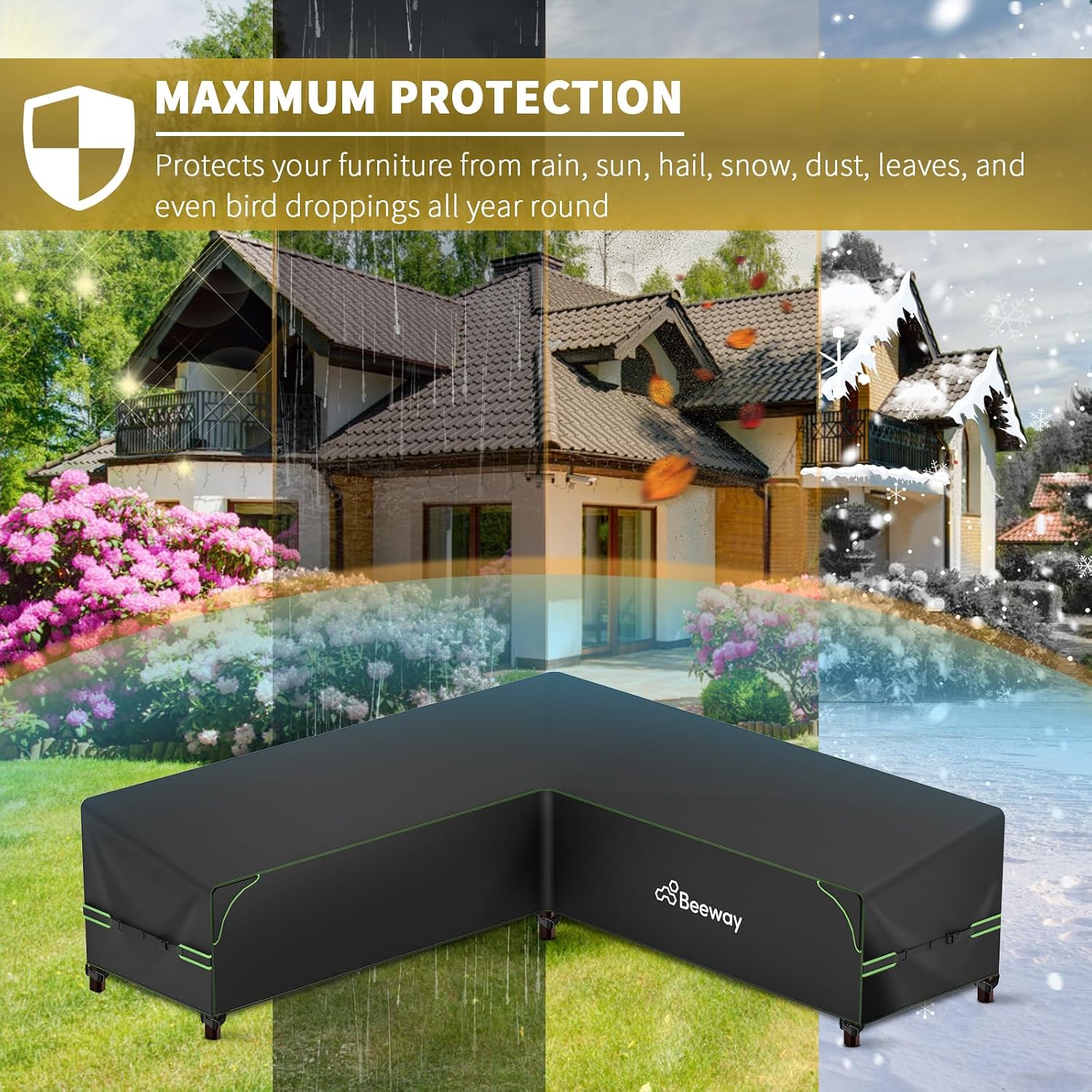 Thumbnail 6 de BEEWAY L Shape sofa cover 215x87cm