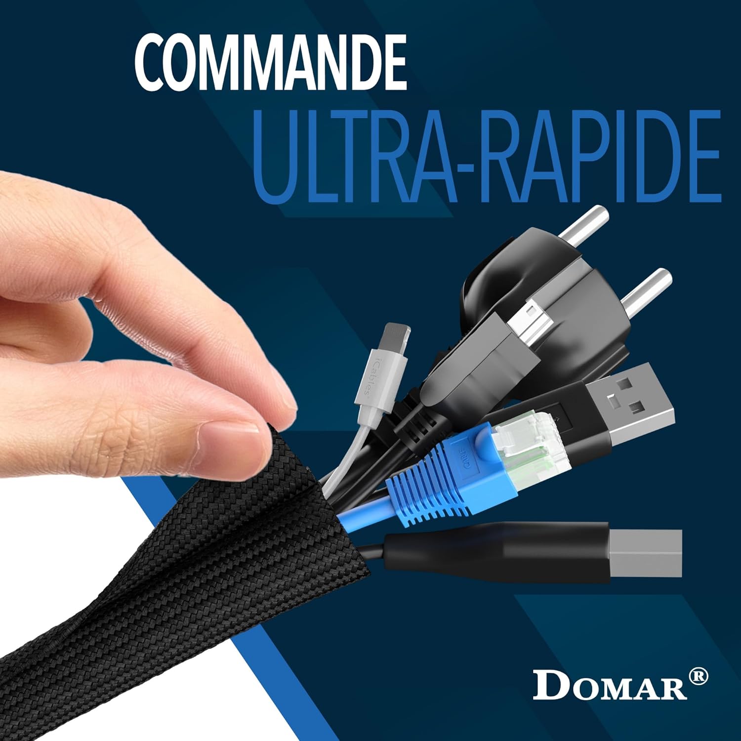 Thumbnail 1 de DOMAR® Gaine Cable Auto-fermante & Flexible 3m – Manchon noir pour une gestion optimale des câbles