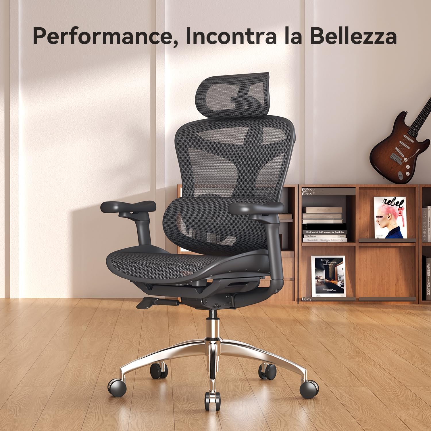 Thumbnail 3 de SIHOO Doro C300 sedia ergonomica da ufficio con supporto lombare dinamico, poggiatesta regolabile e braccioli 3D (2 confezioni, nero)