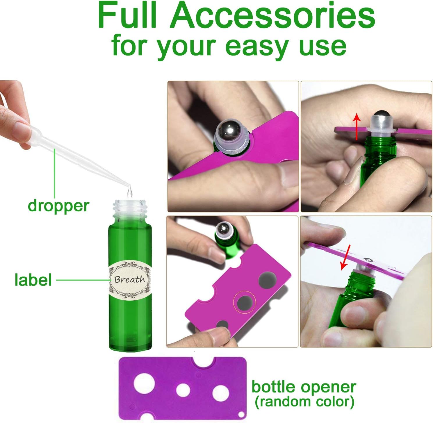 Detalle de 10ml Essential Oil Roller Bottles set