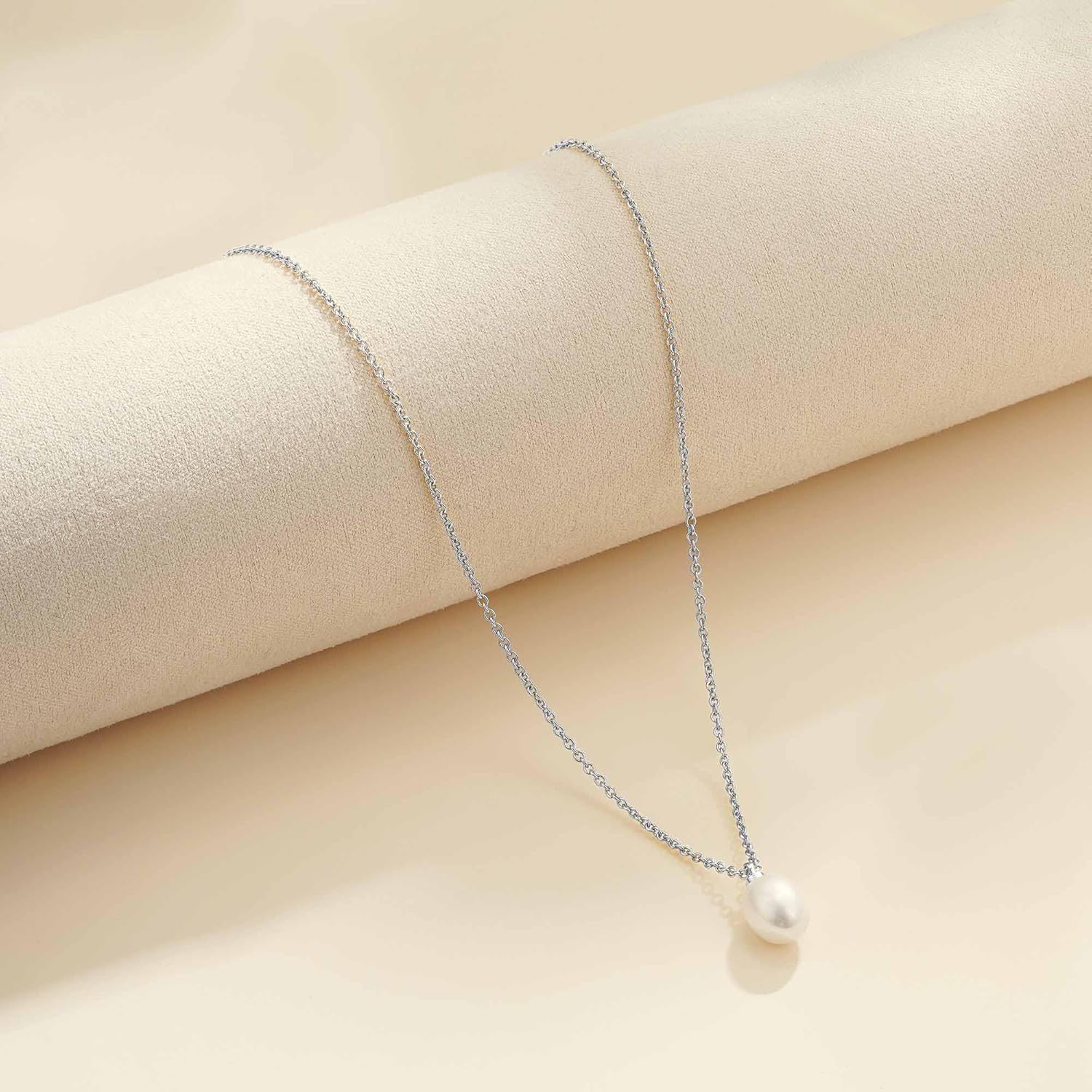 Thumbnail 5 de Fezodo Perlenkette Damen – Wasserfestes Set aus 18K Gold/Silber Vergoldet, Perlenkette & Perlenohrringe, passenden Armband