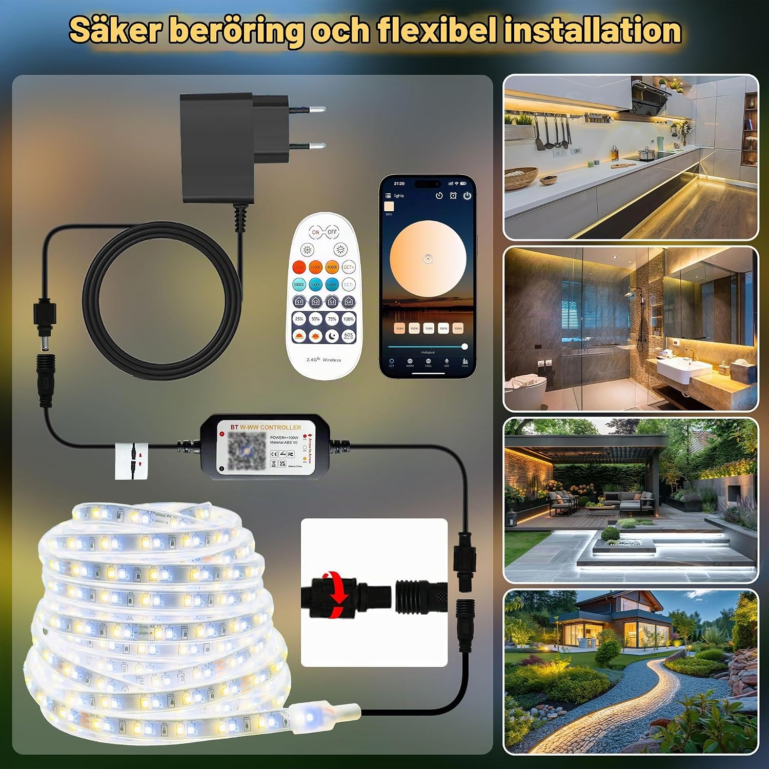 Thumbnail 6 de TENDIST LED-list för utomhusbruk, 20 m, IP67 och dimbar 3000–6500 K
