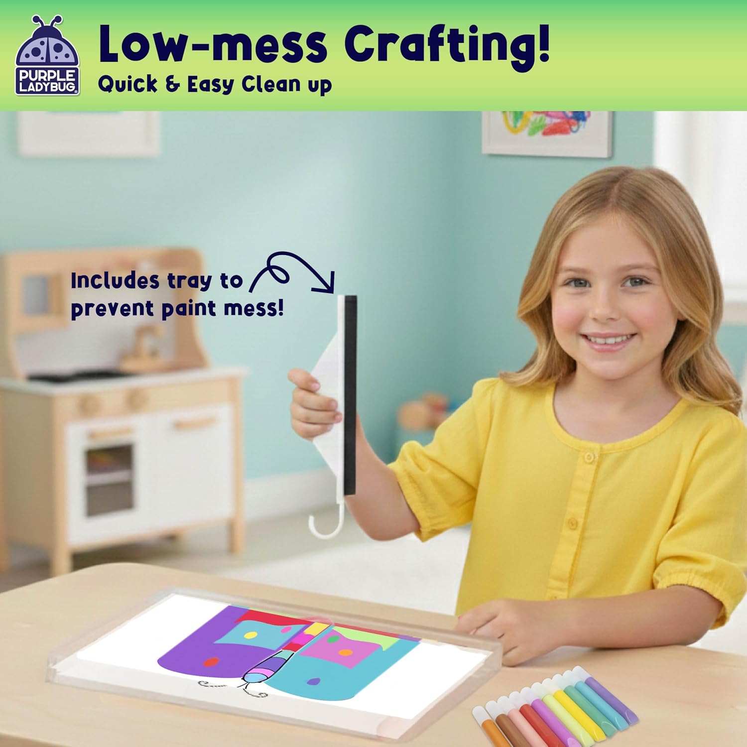 Thumbnail 3 de Squeegee Art Kids Paint Kit Blooms & Bugs – nature-themed painting set with stickers
