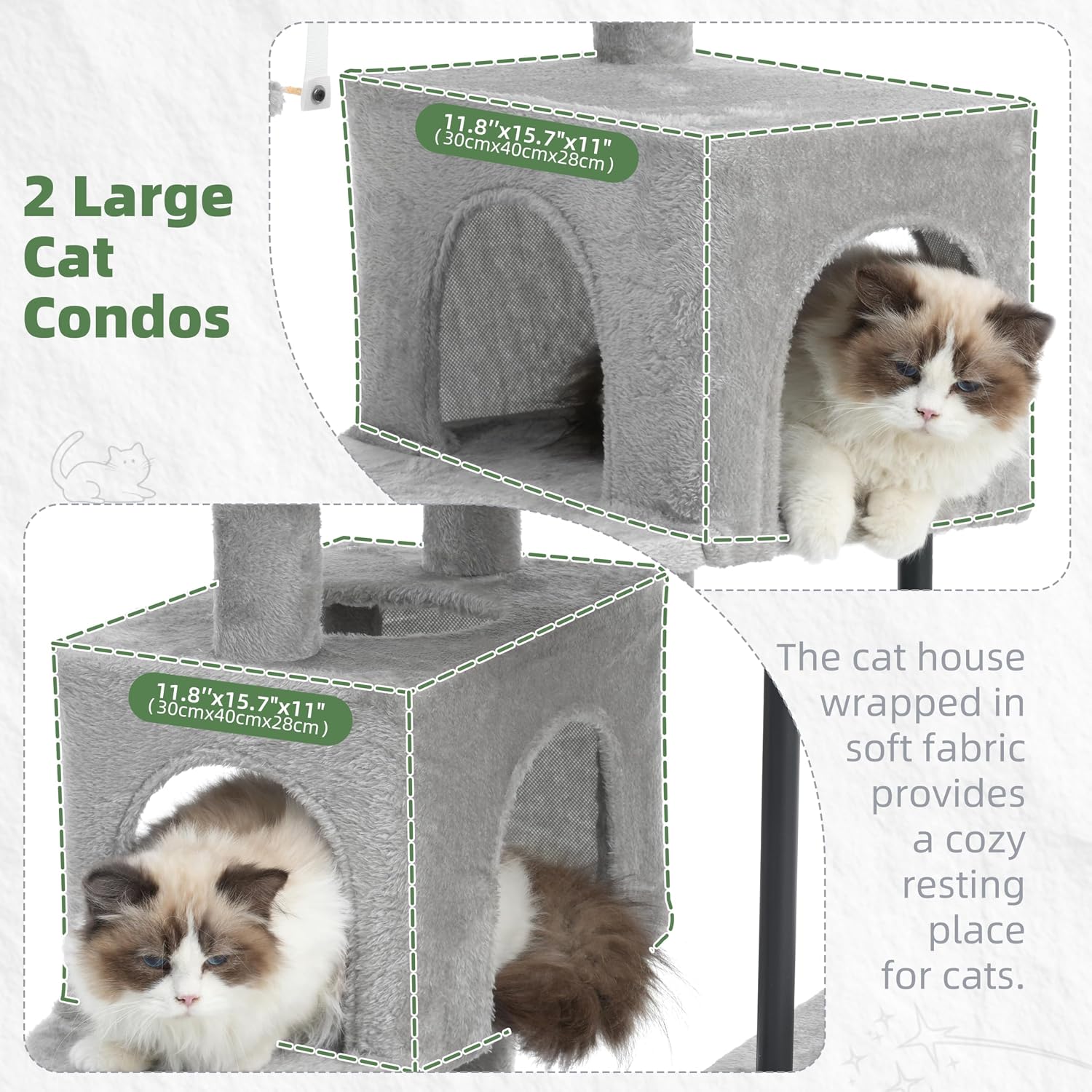 Detalle de Gitelsnour GCT024W Cat Tree, 70.5-Inch Tower with Sisal, Hammock & Perch
