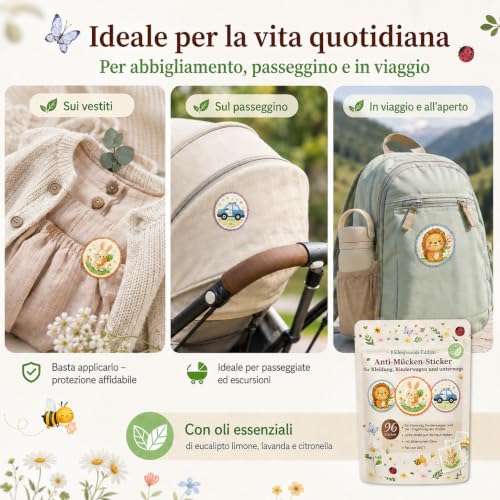Thumbnail 7 de CHALLEY-YOKI 96 Pezzi Cerotti Antizanzare: Adesivi repellenti per vestiti e oggetti, senza DEET