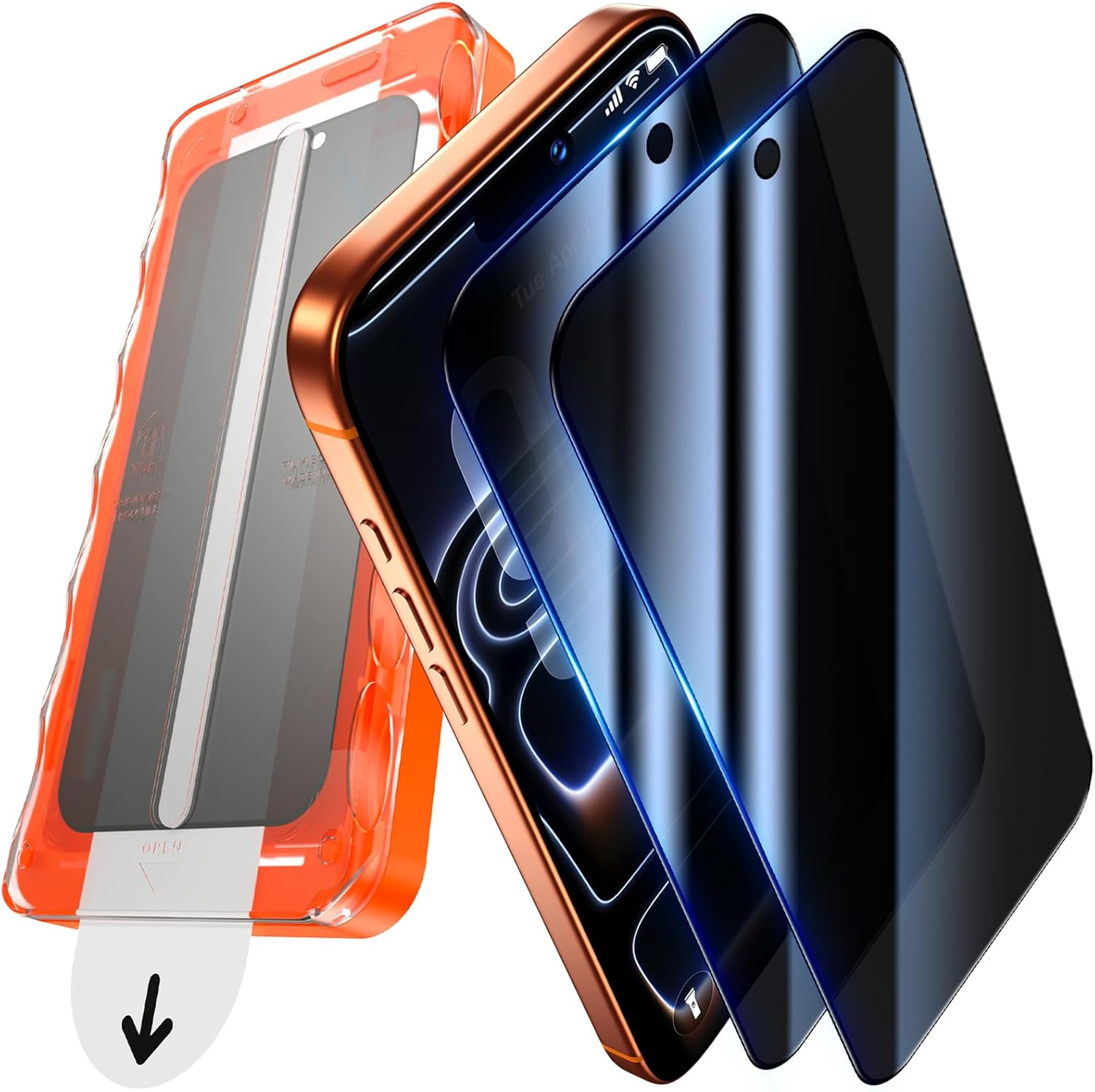 Detalle de UniqueMe Displayschutzfolie für iPhone 17 Pro Max – Sichtschutz + Panzerglas, 2er Pack
